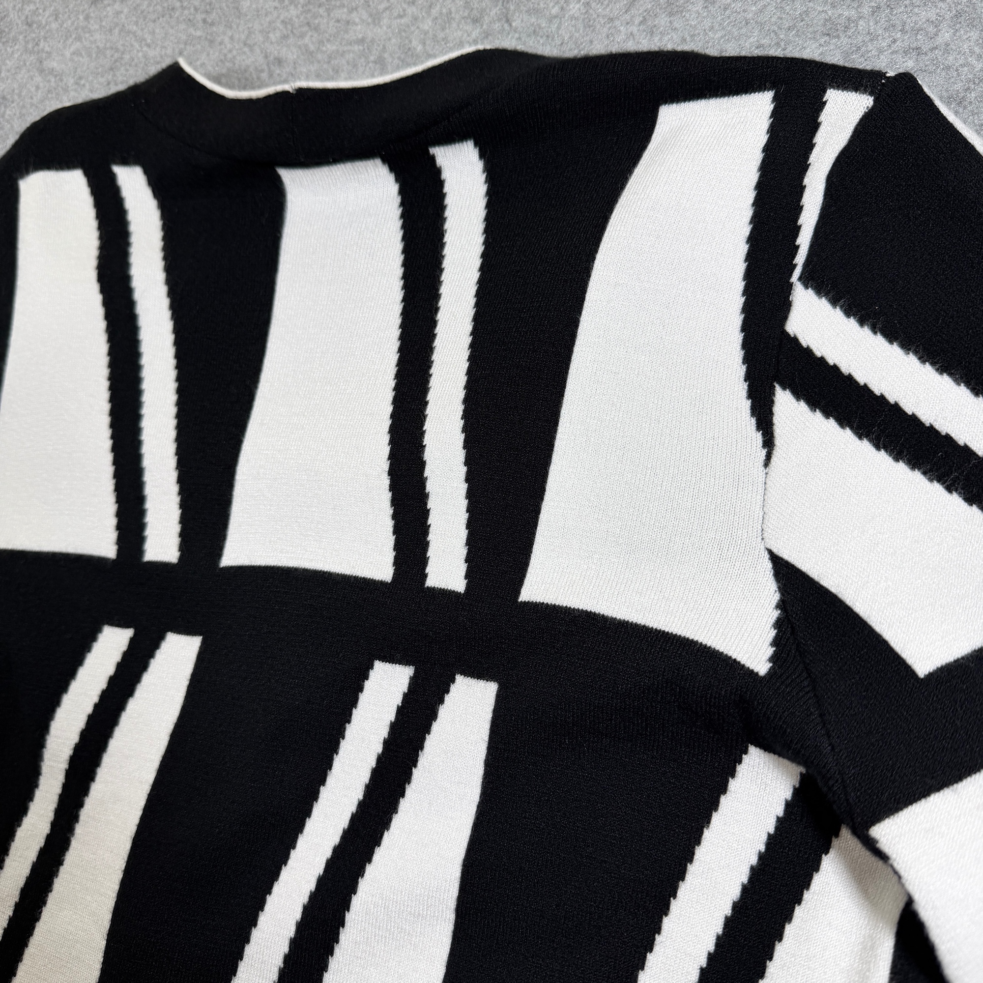 Chico's Cardigan Sweater Womens L Black White Geometric Open Front Soft Stretch  thumbnail 10