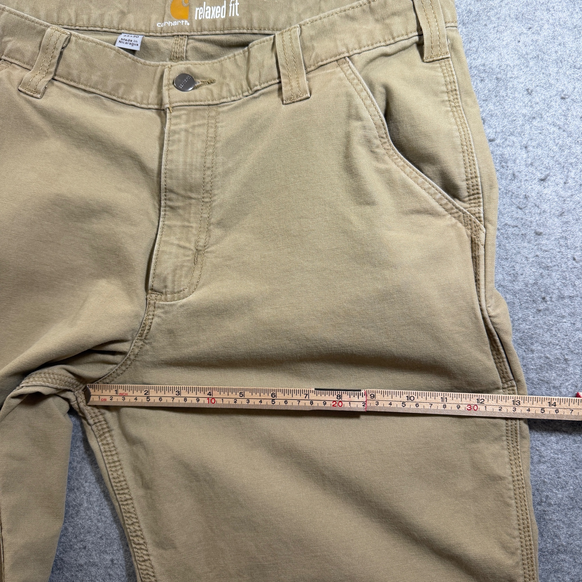 Carhartt Canvas Work Pants Mens 35x30 Khaki Tan Relaxed Fit Carpenter Pockets thumbnail 3