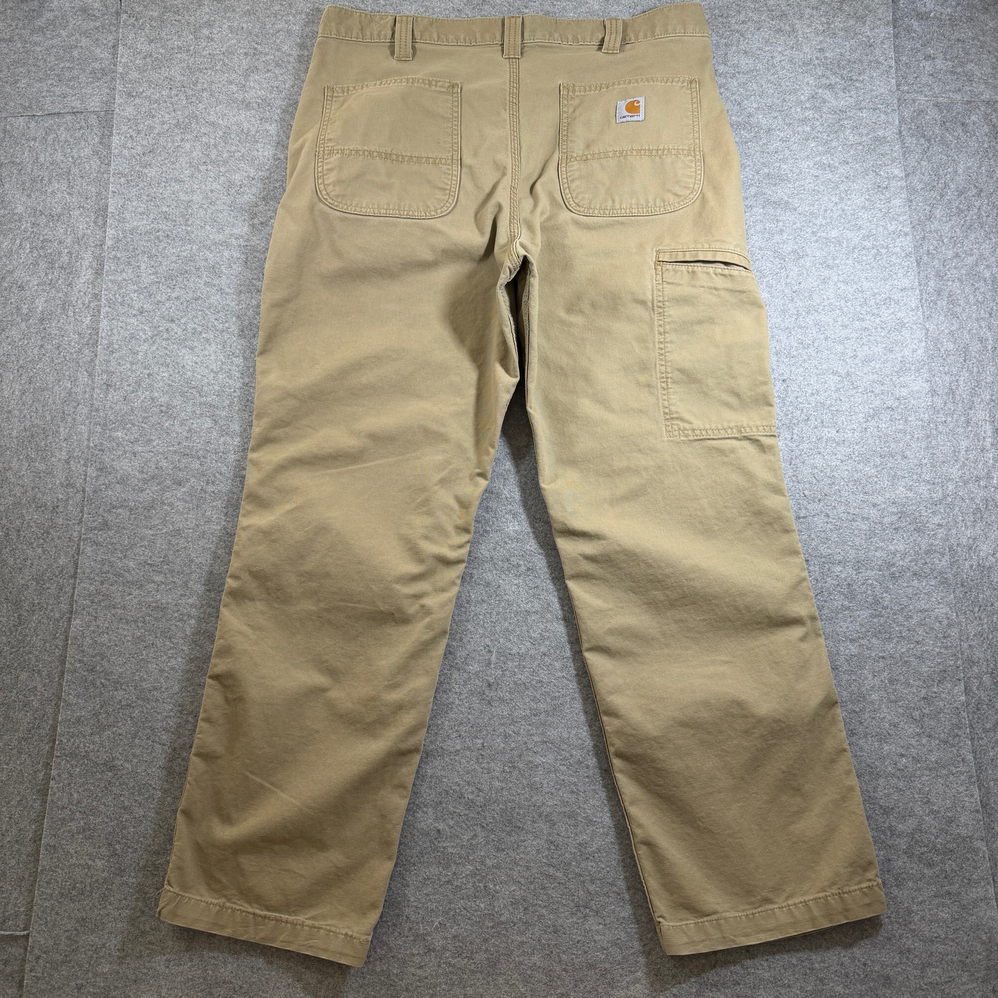 Carhartt Canvas Work Pants Mens 35x30 Khaki Tan Relaxed Fit Carpenter Pockets thumbnail 4