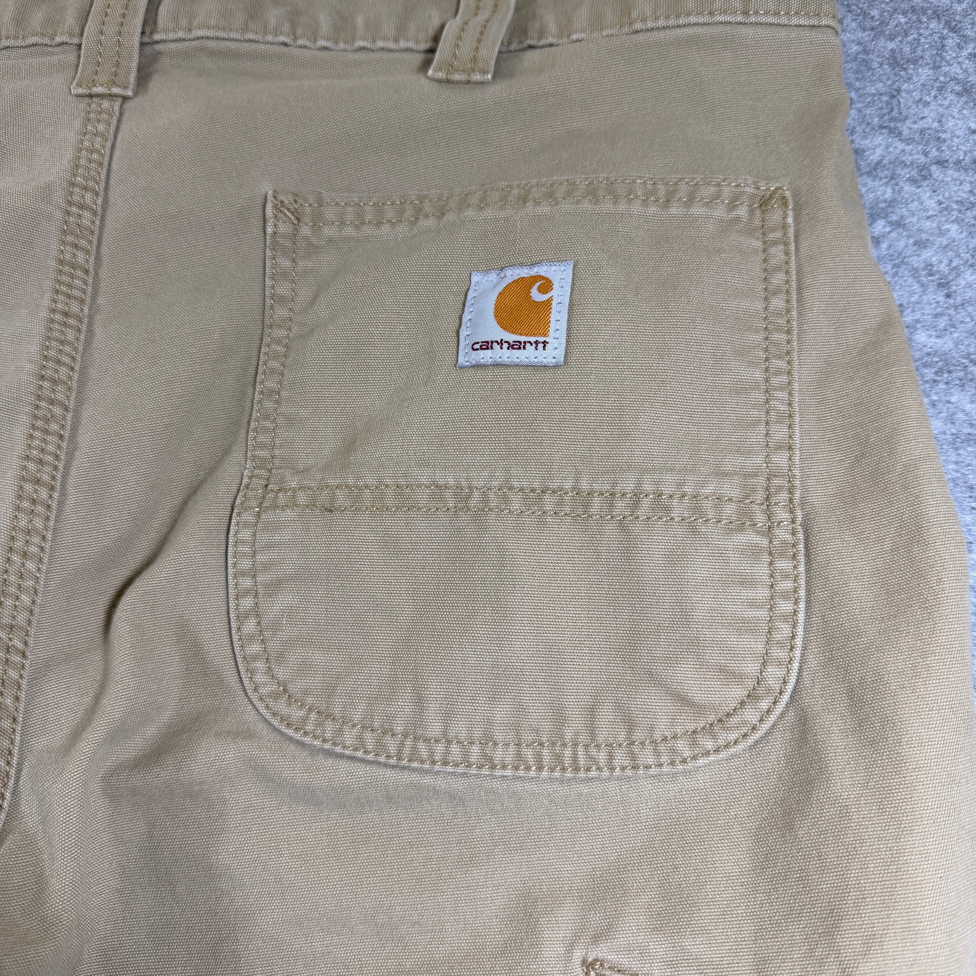 Carhartt Canvas Work Pants Mens 35x30 Khaki Tan Relaxed Fit Carpenter Pockets thumbnail 9