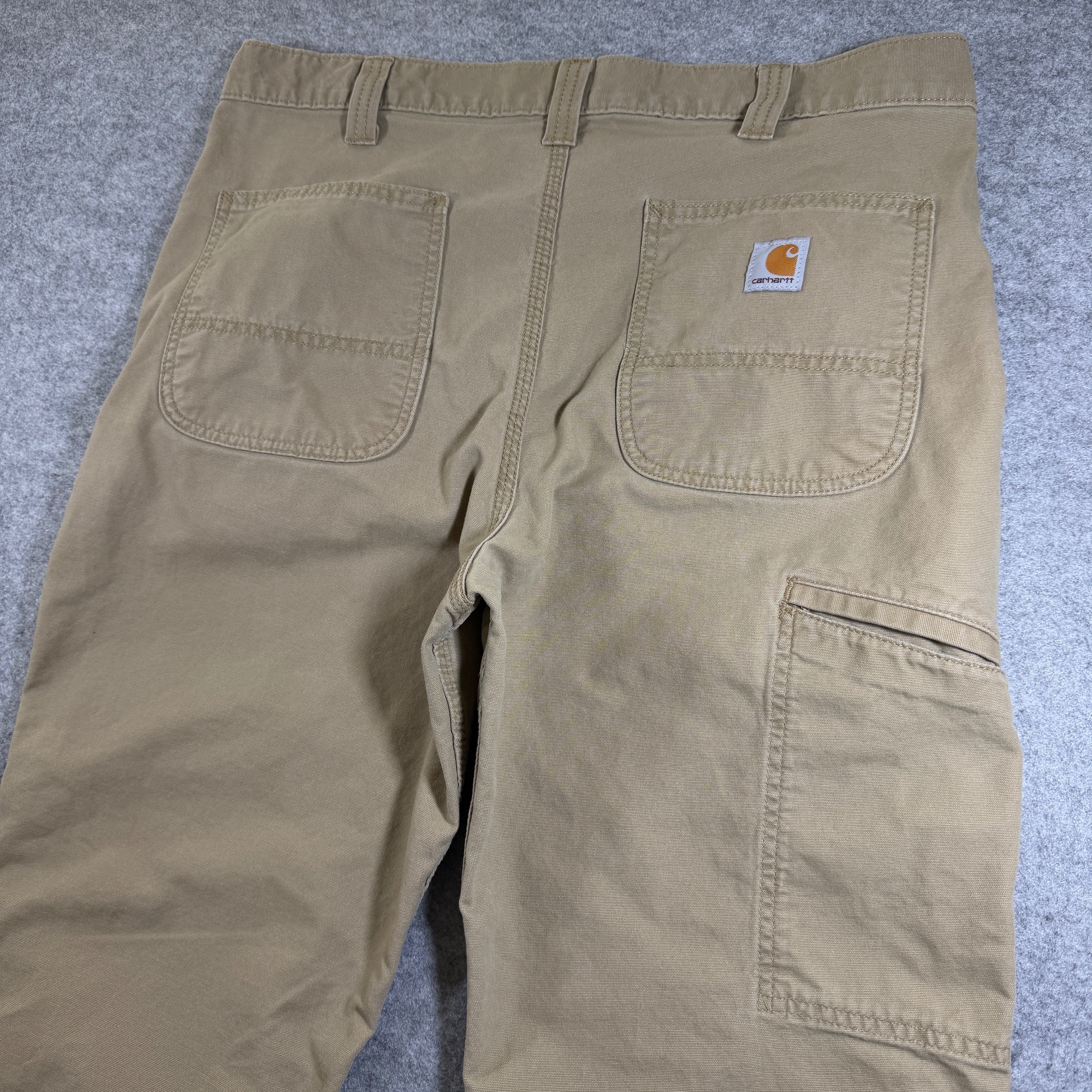 Carhartt Canvas Work Pants Mens 35x30 Khaki Tan Relaxed Fit Carpenter Pockets thumbnail 10