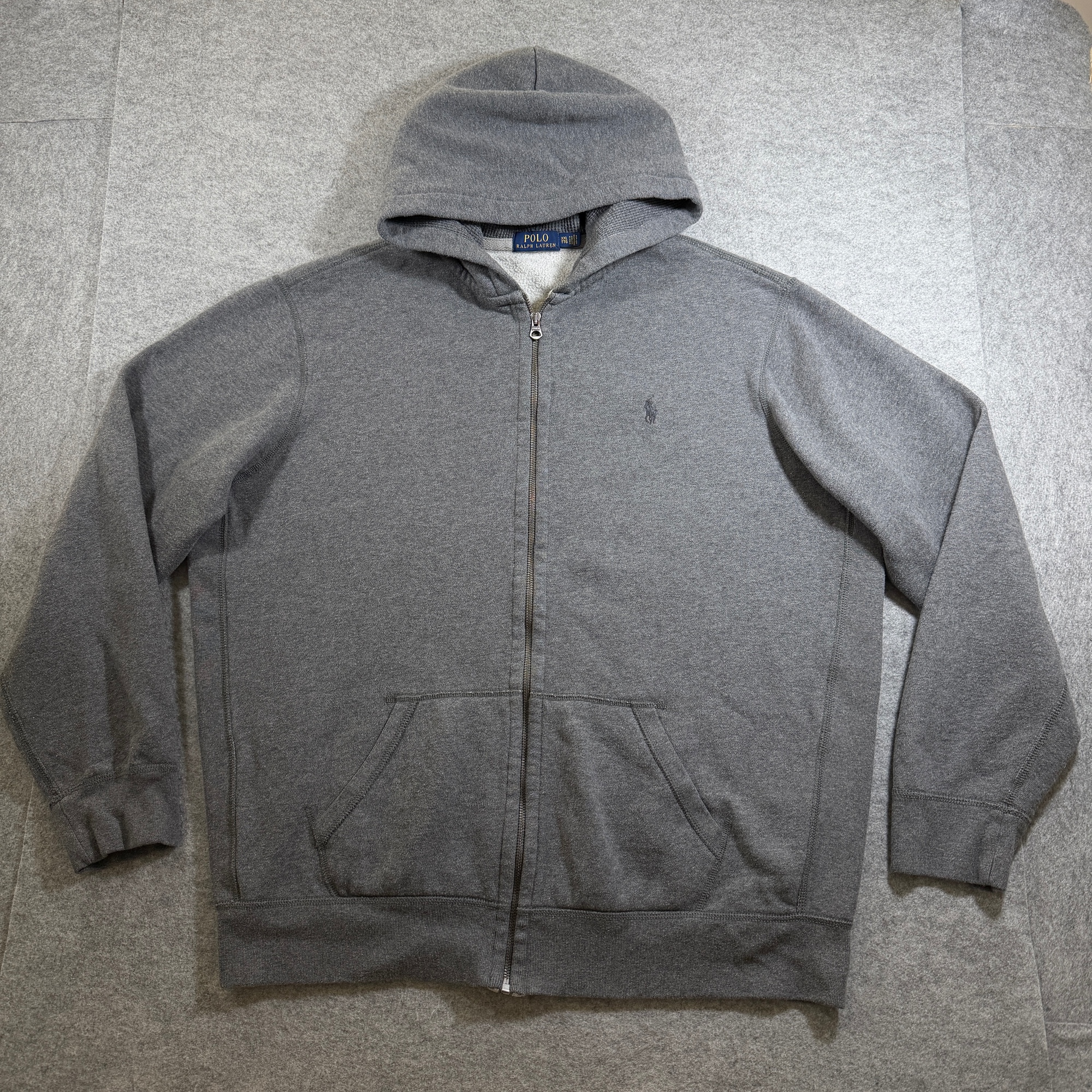 Polo Ralph Lauren Full Zip Hoodie Men XXL Heather Gray Heavyweight Fleece Cotton