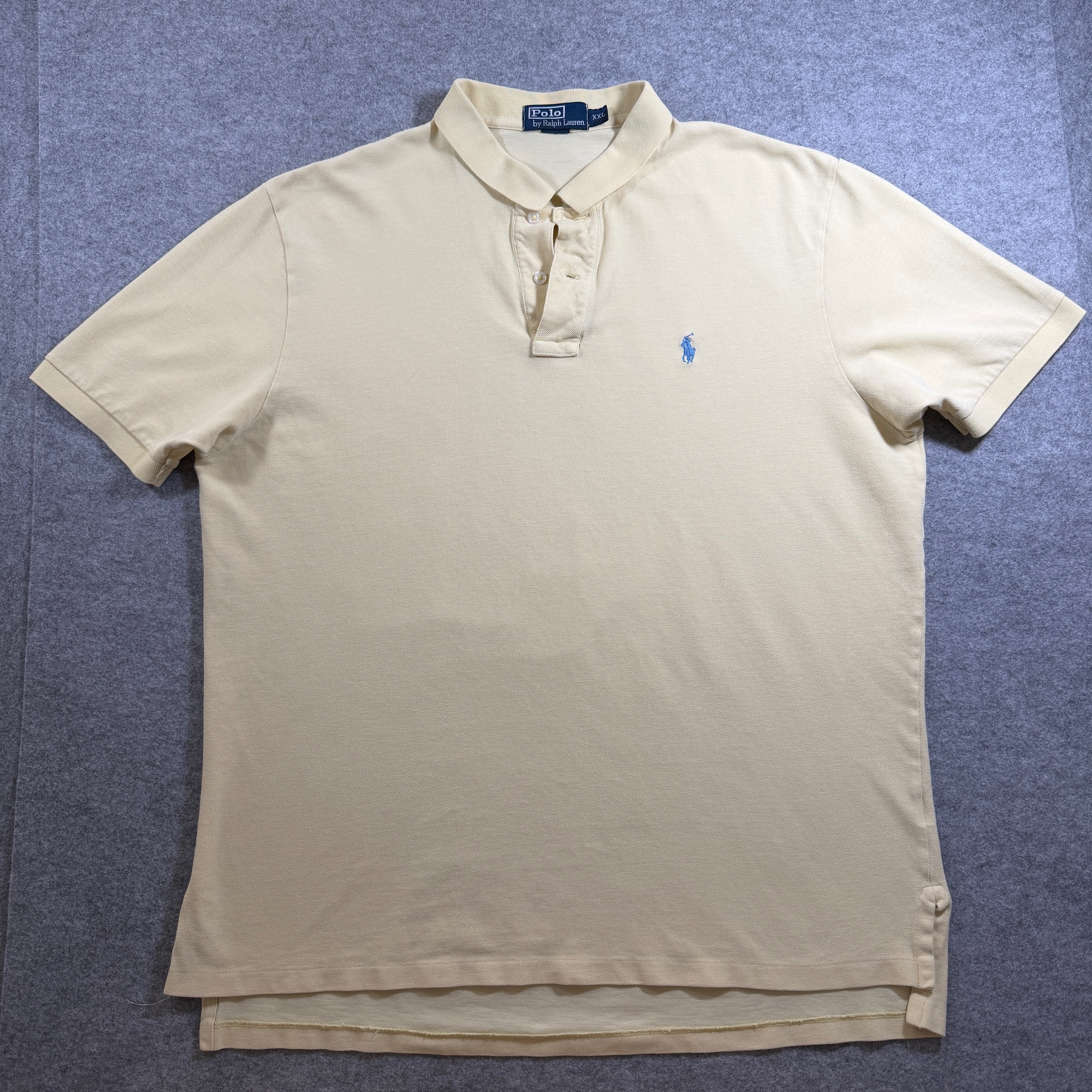 Vintage 90s Polo Ralph Lauren Polo Shirt Mens XXL Yellow Pony Logo Cotton Golf