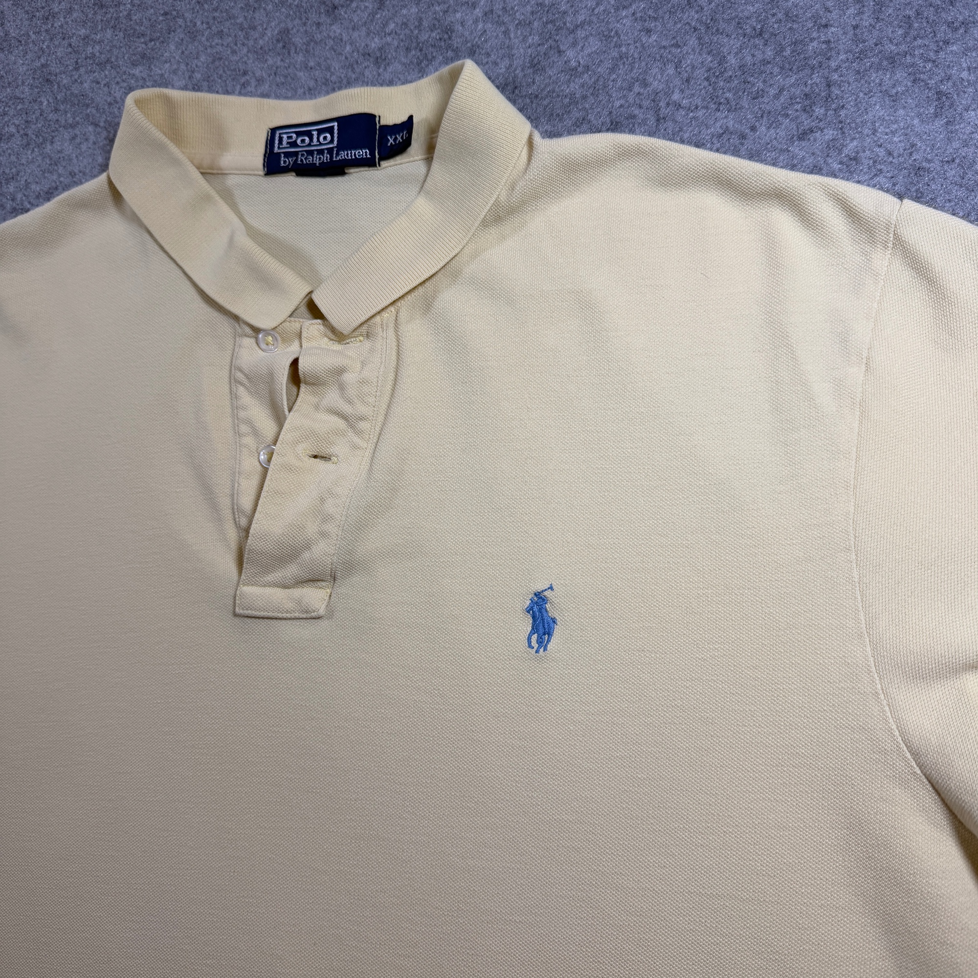 Vintage 90s Polo Ralph Lauren Polo Shirt Mens XXL Yellow Pony Logo Cotton Golf thumbnail 4