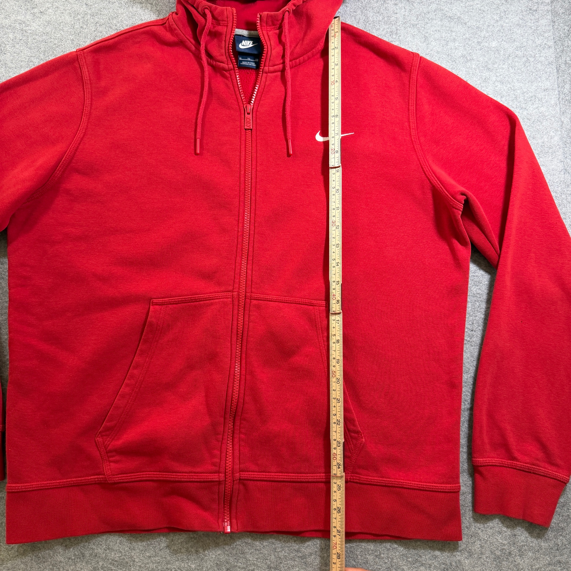 Nike Club Fleece Full Zip Hoodie Mens XL Red Embroidered Swoosh Heavyweight thumbnail 5