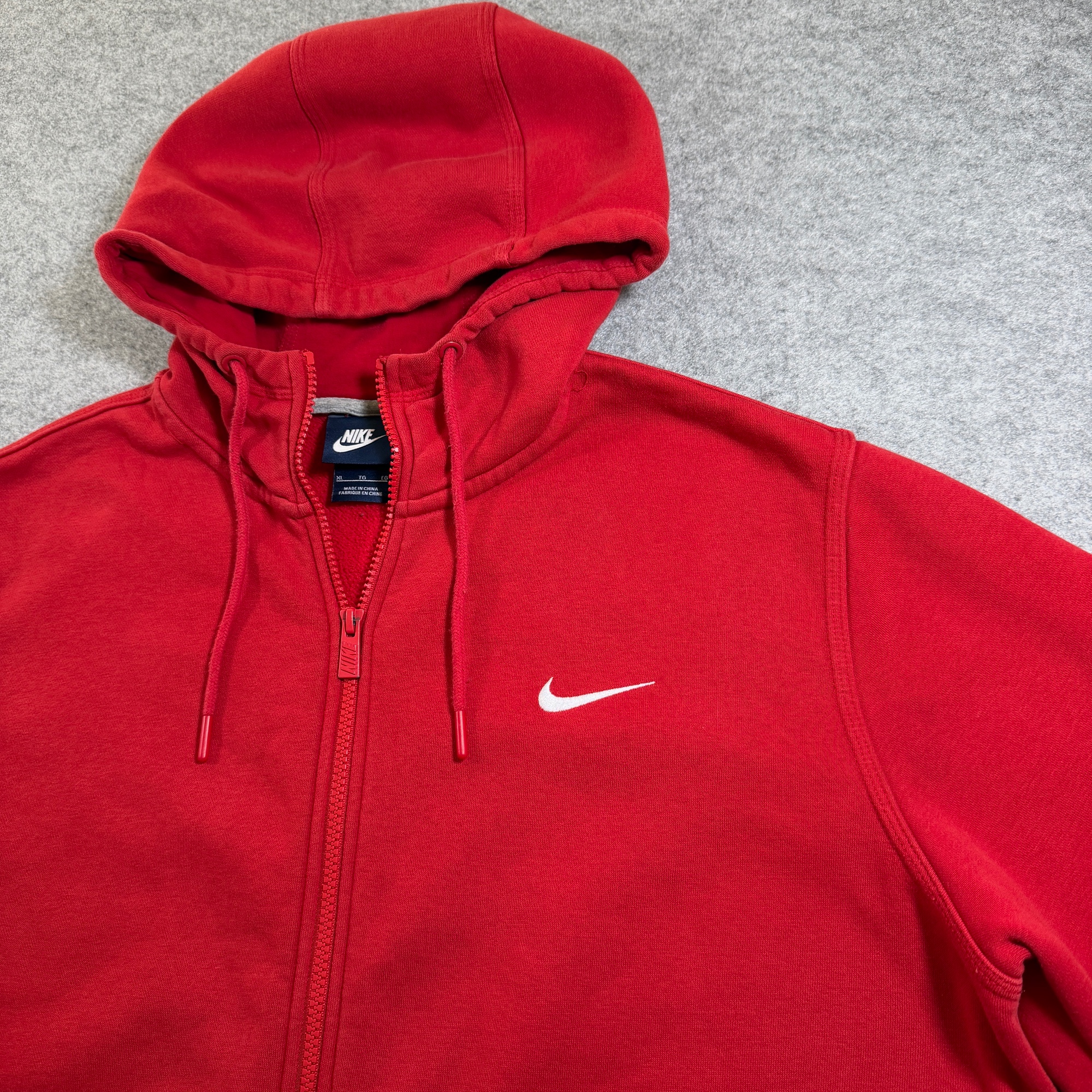 Nike Club Fleece Full Zip Hoodie Mens XL Red Embroidered Swoosh Heavyweight thumbnail 9