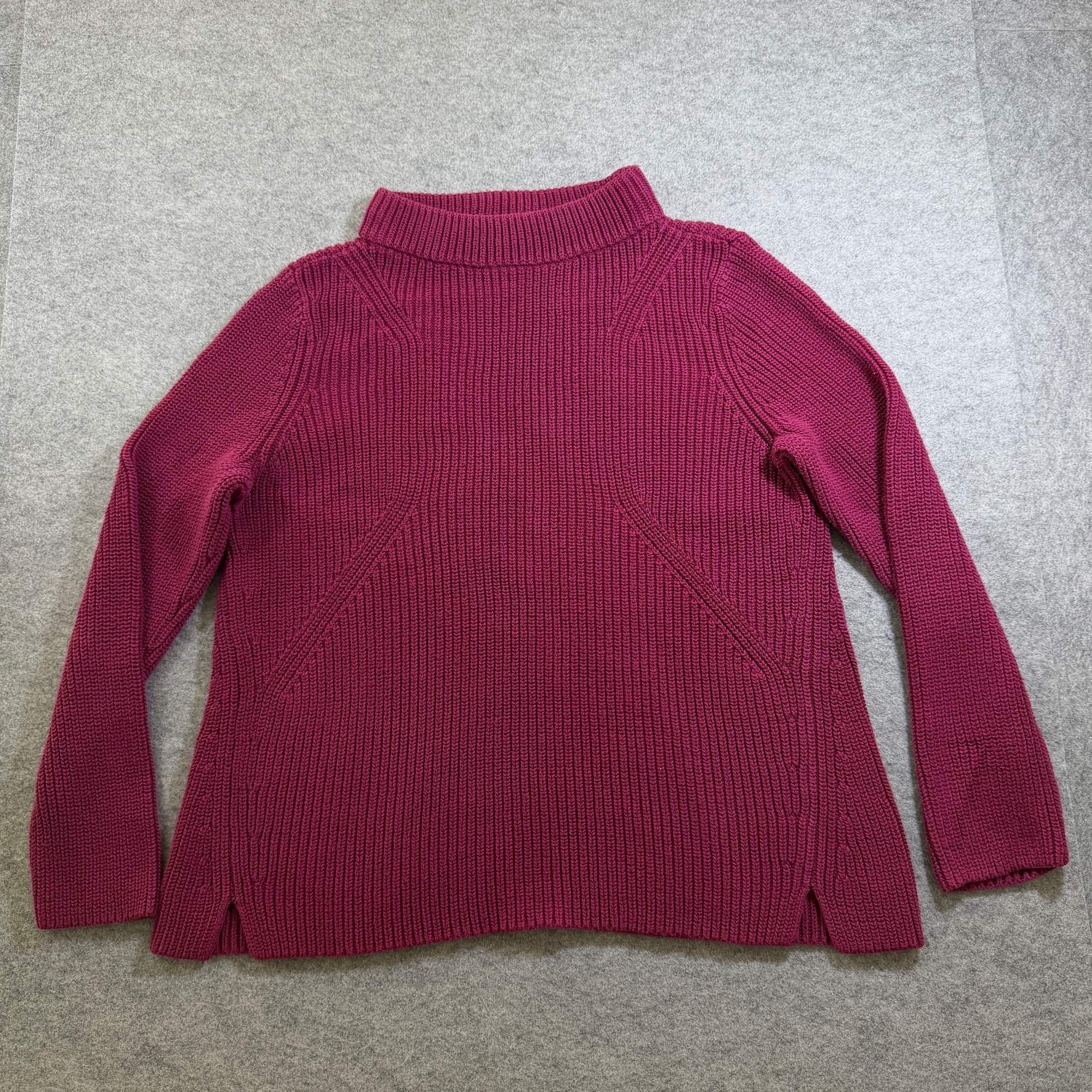 Talbots Mock Neck Sweater Womens XL Pink Ribbed Cotton Heavyweight Knit Classic