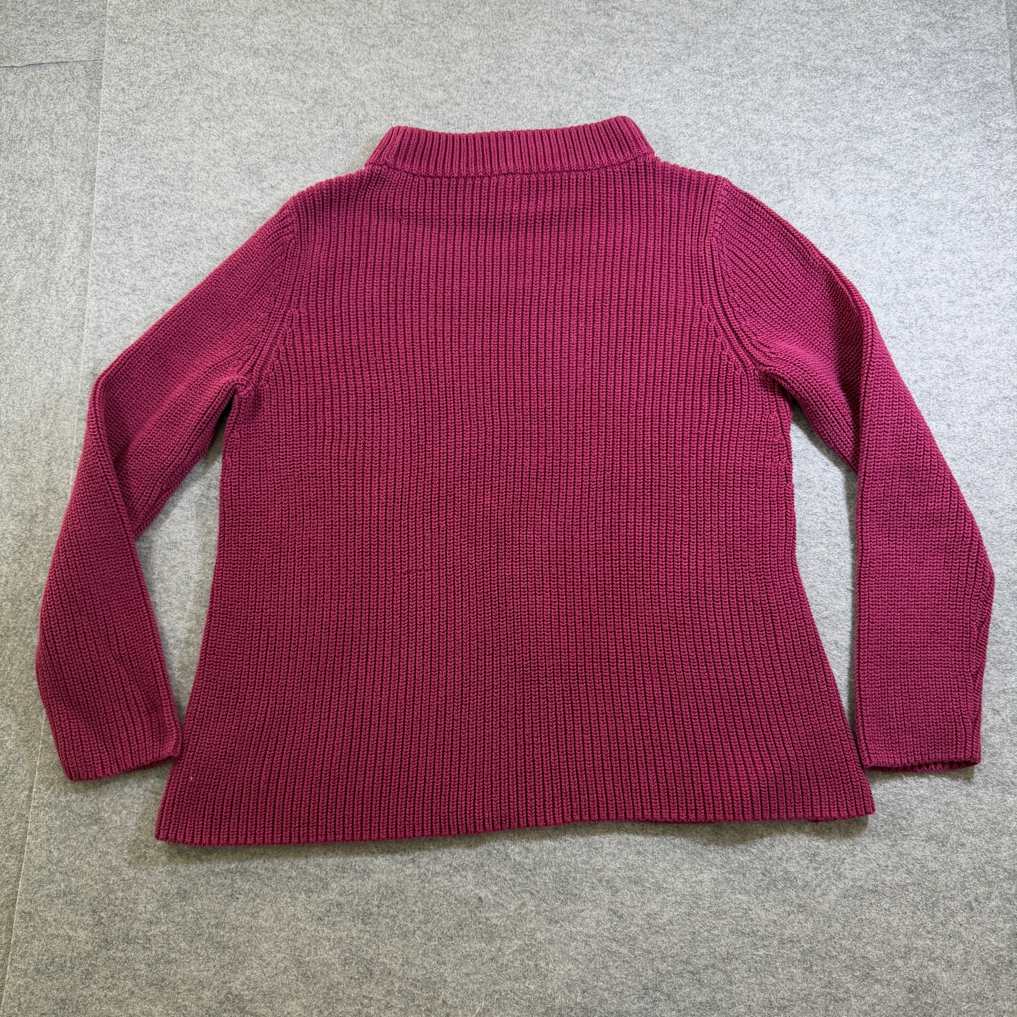 Talbots Mock Neck Sweater Womens XL Pink Ribbed Cotton Heavyweight Knit Classic thumbnail 2