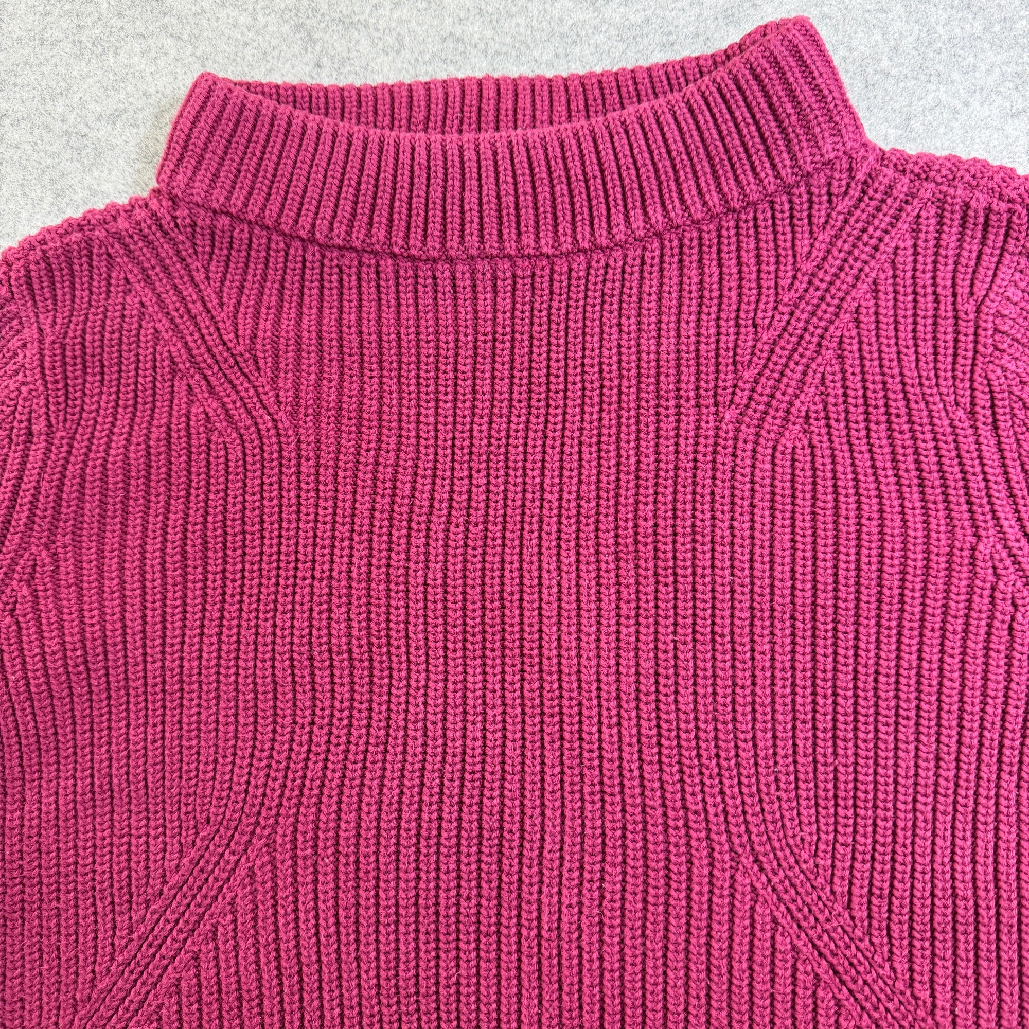 Talbots Mock Neck Sweater Womens XL Pink Ribbed Cotton Heavyweight Knit Classic thumbnail 3