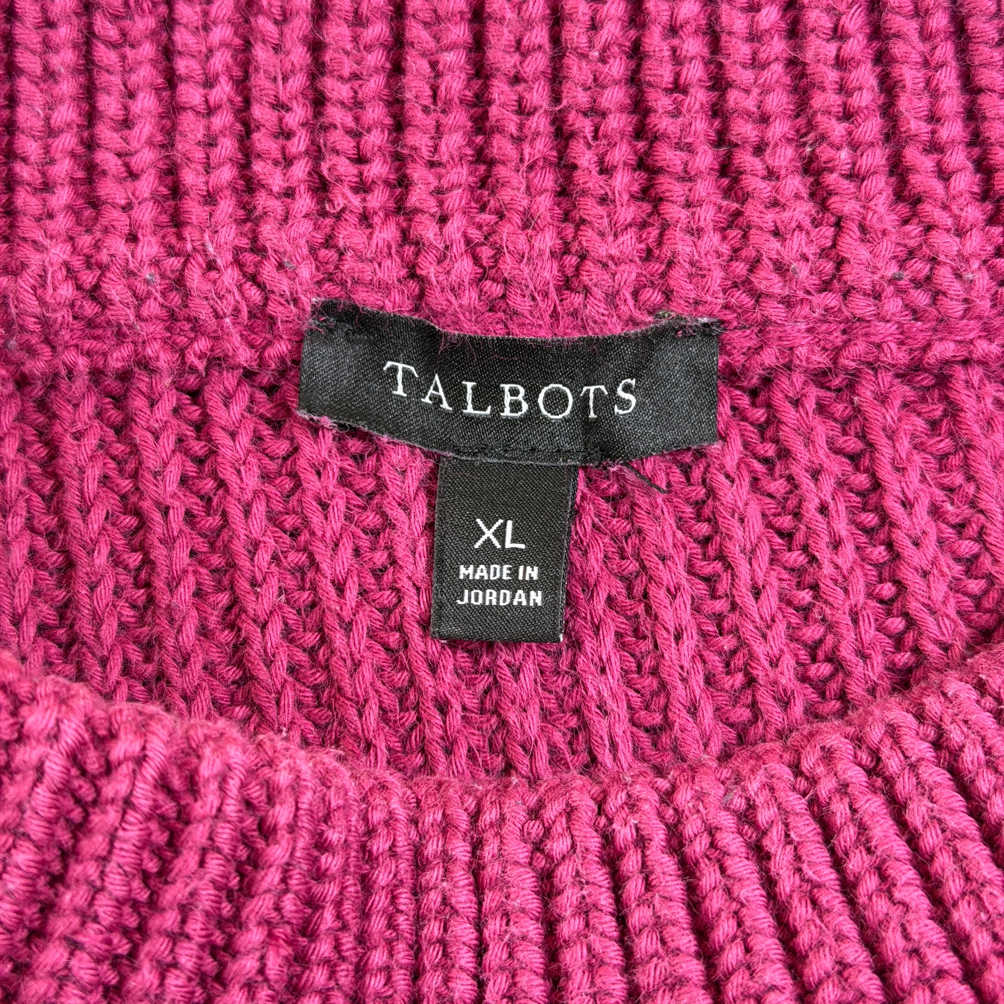 Talbots Mock Neck Sweater Womens XL Pink Ribbed Cotton Heavyweight Knit Classic thumbnail 4