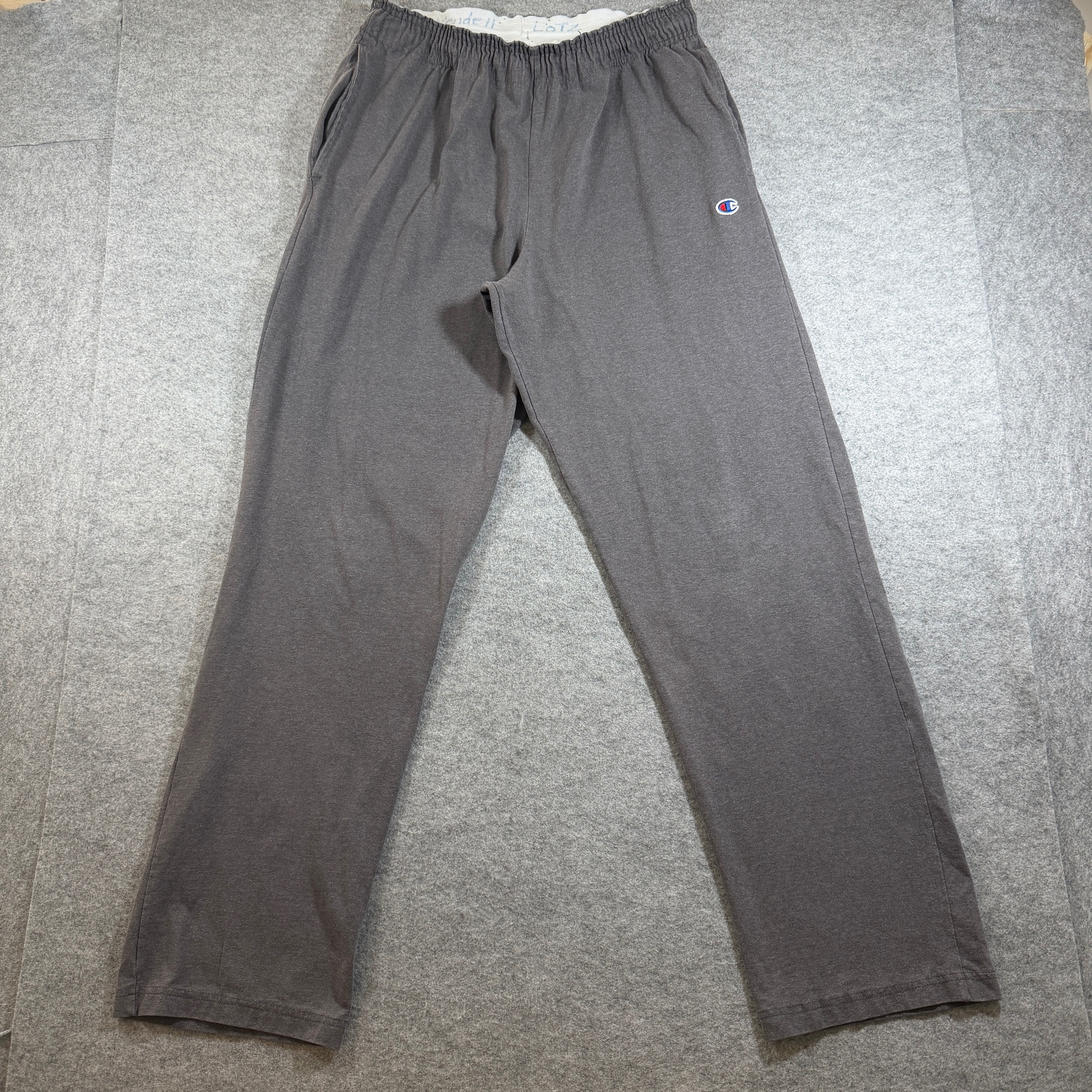 Champion Sweatpants Mens L Gray Elastic Waistband Side Pockets Embroidered Logo