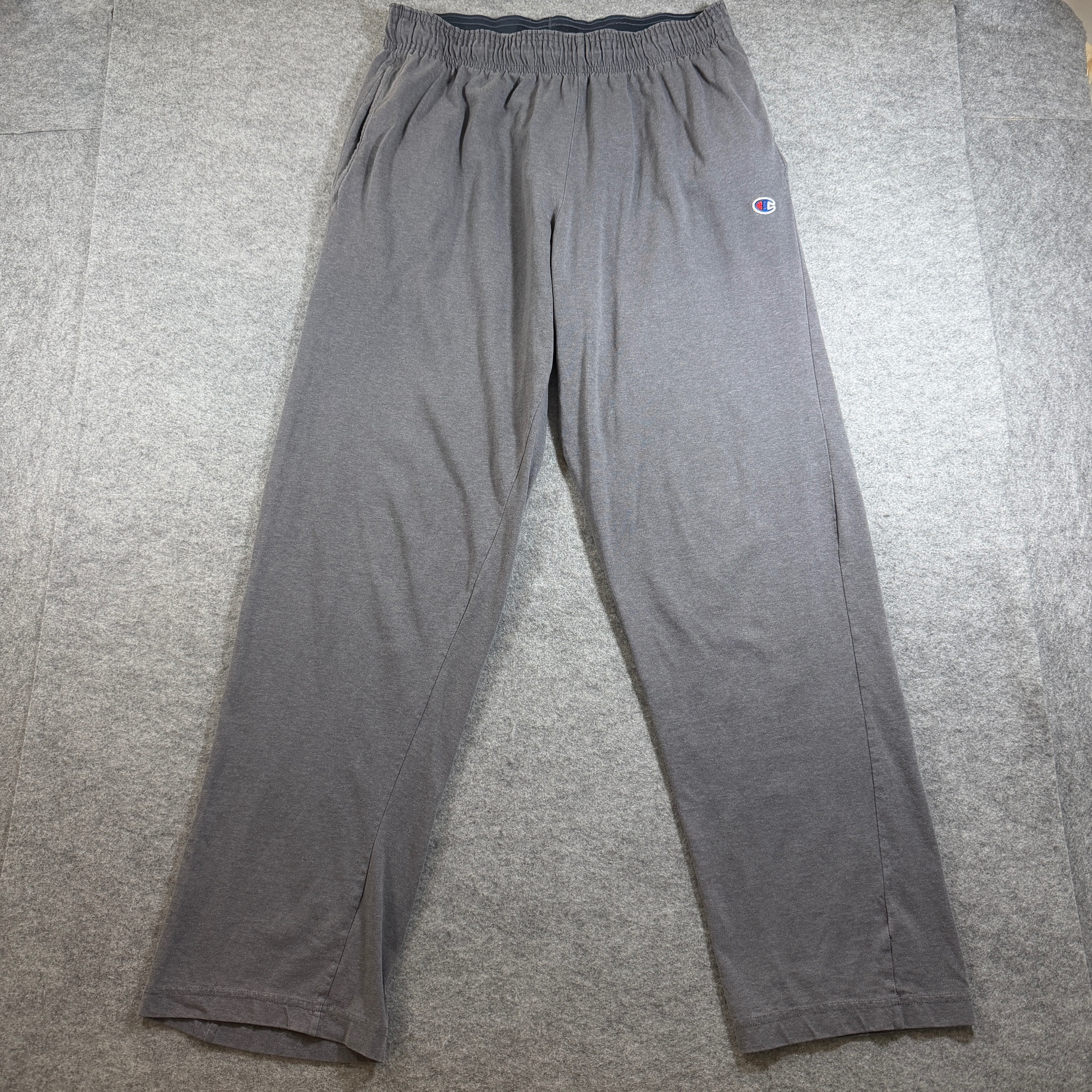 Champion Sweatpants Men L Gray Elastic Waistband Pockets Lounge Casual Loose Fit