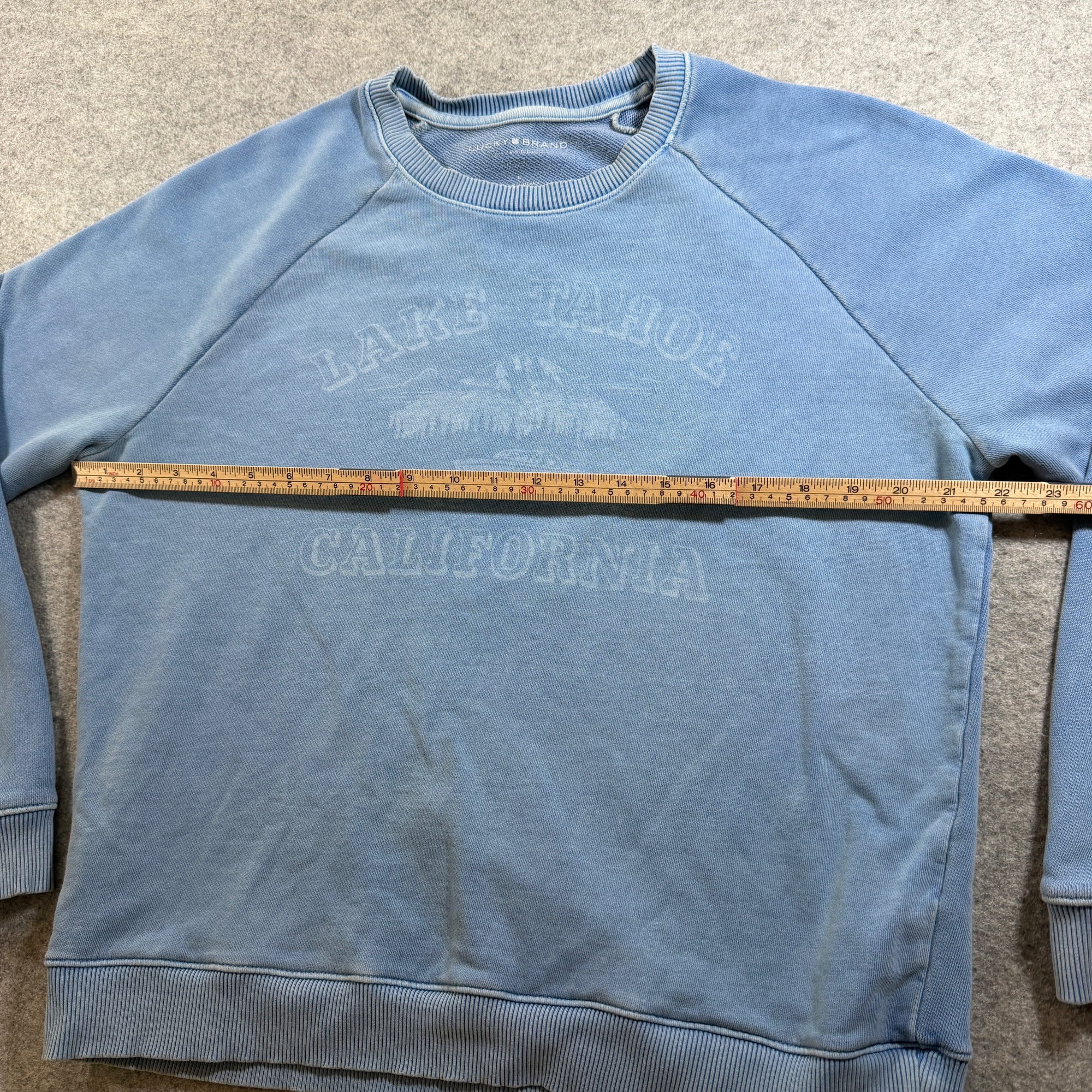 Lucky Brand Sweatshirt Womens L Light Blue Lake Tahoe Graphic Crewneck Cotton thumbnail 6