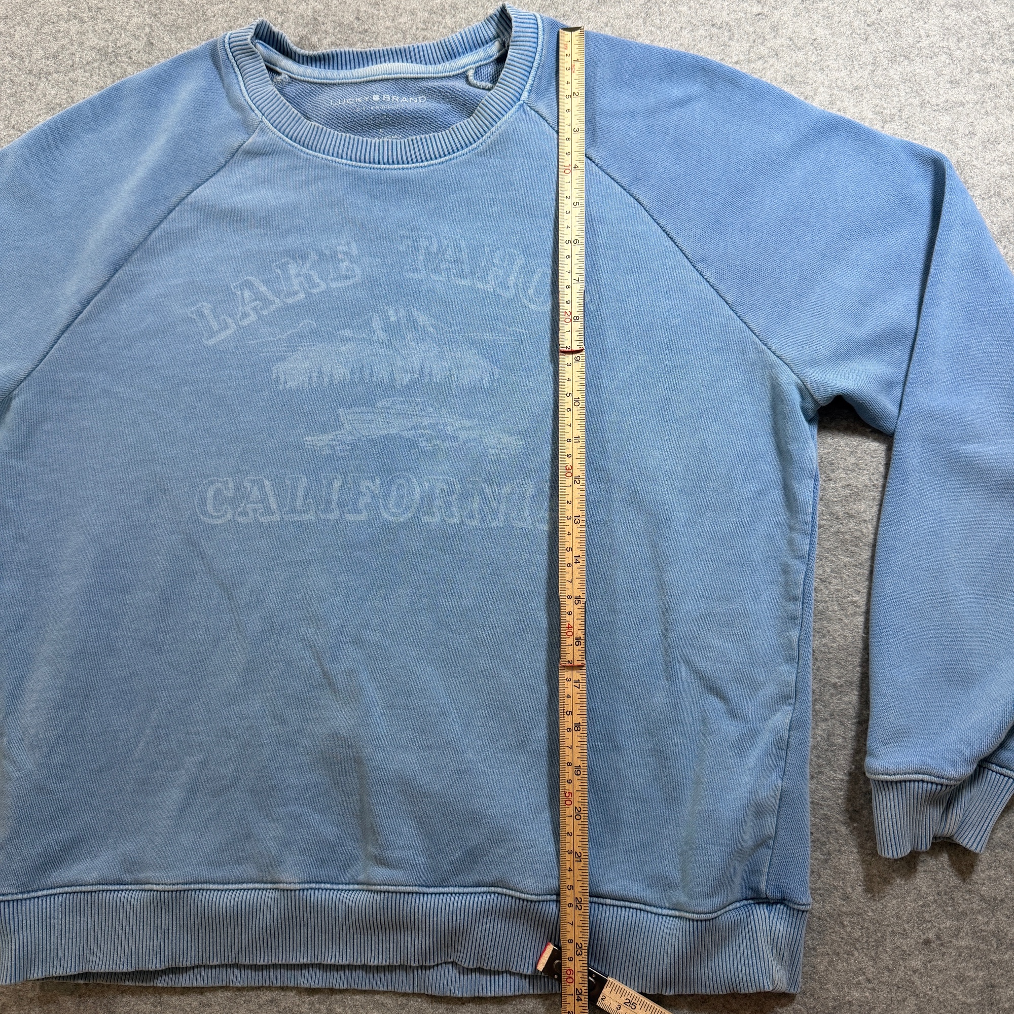 Lucky Brand Sweatshirt Womens L Light Blue Lake Tahoe Graphic Crewneck Cotton thumbnail 7