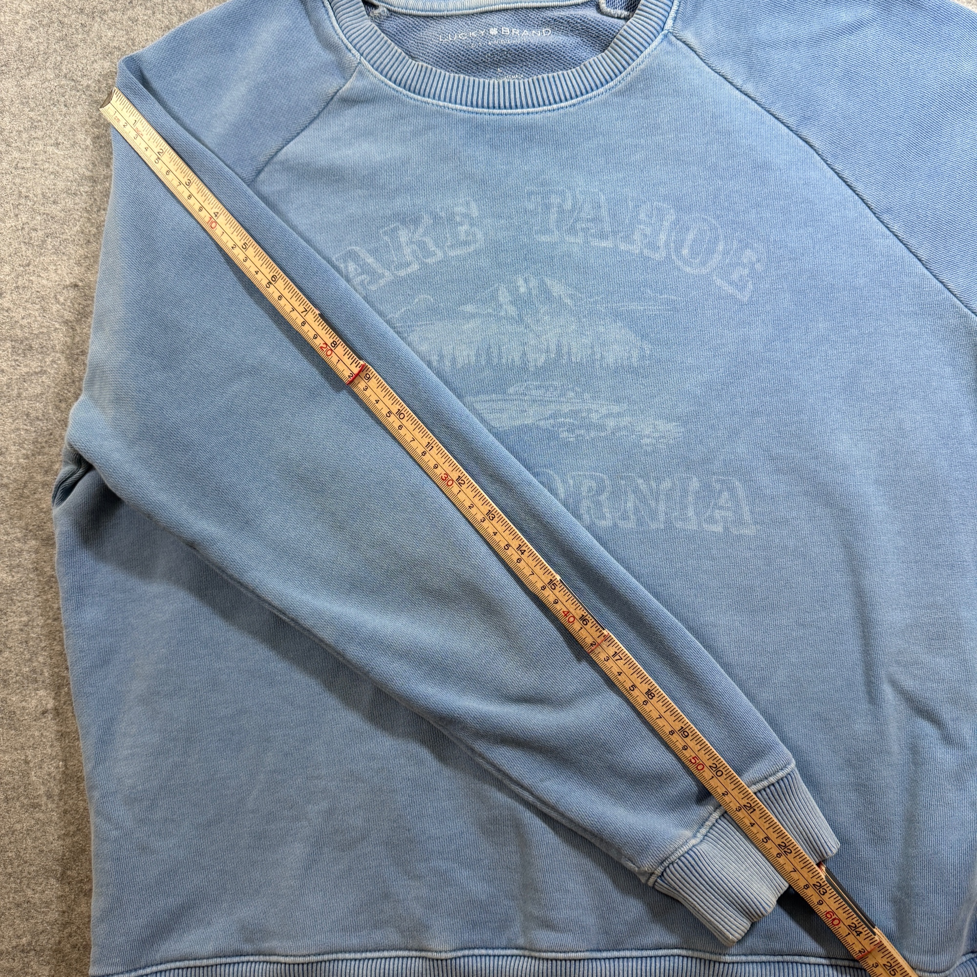 Lucky Brand Sweatshirt Womens L Light Blue Lake Tahoe Graphic Crewneck Cotton thumbnail 8