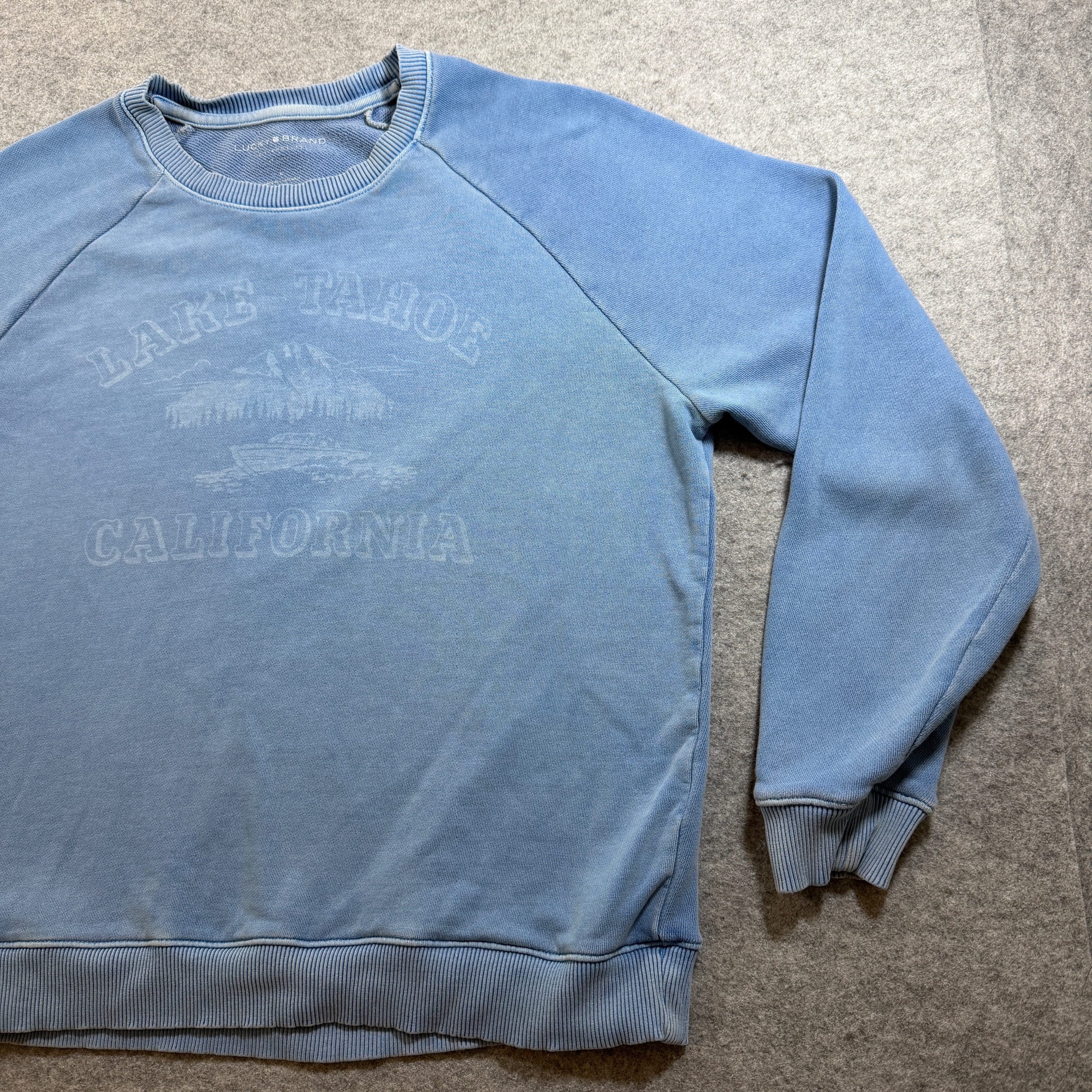 Lucky Brand Sweatshirt Womens L Light Blue Lake Tahoe Graphic Crewneck Cotton thumbnail 13