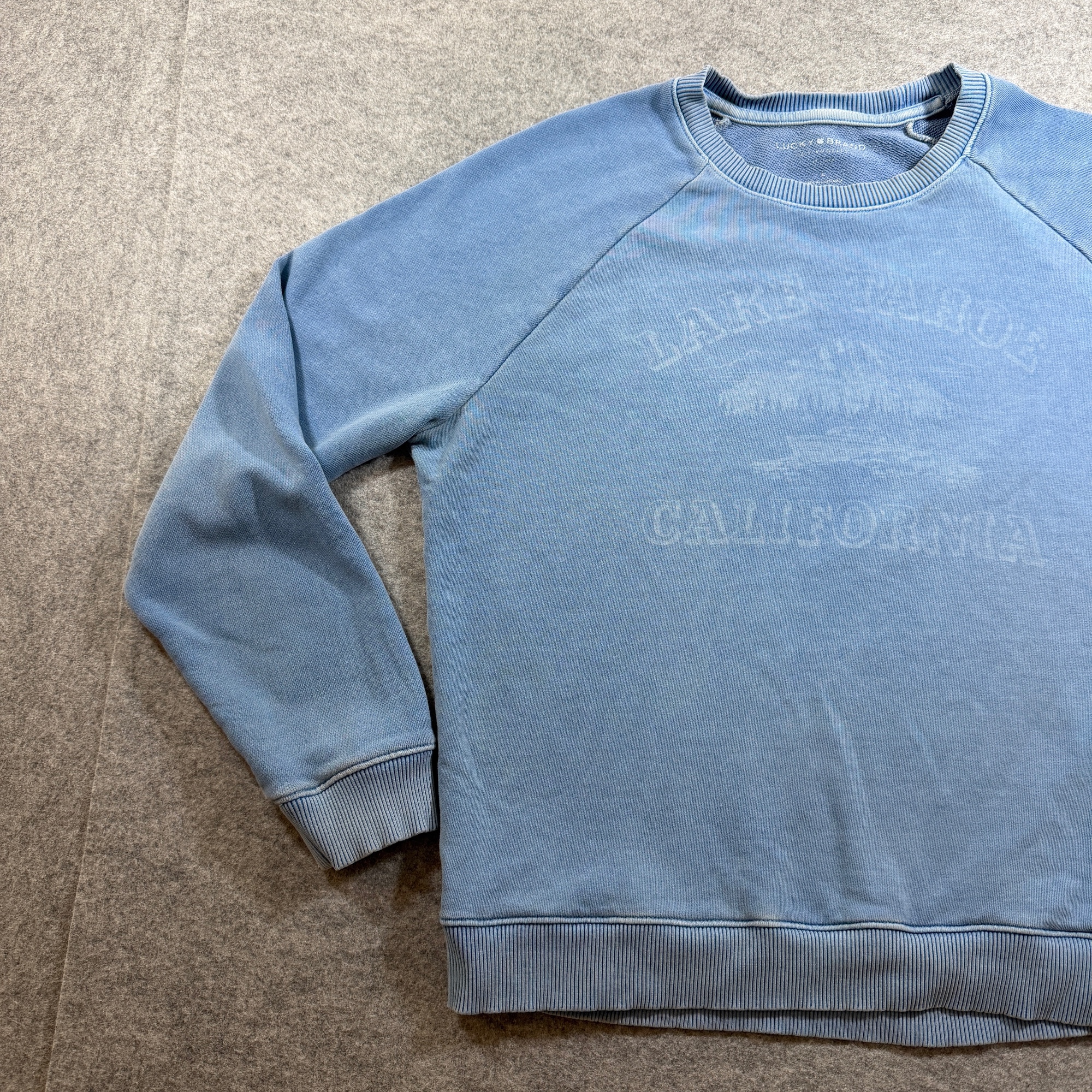 Lucky Brand Sweatshirt Womens L Light Blue Lake Tahoe Graphic Crewneck Cotton thumbnail 14