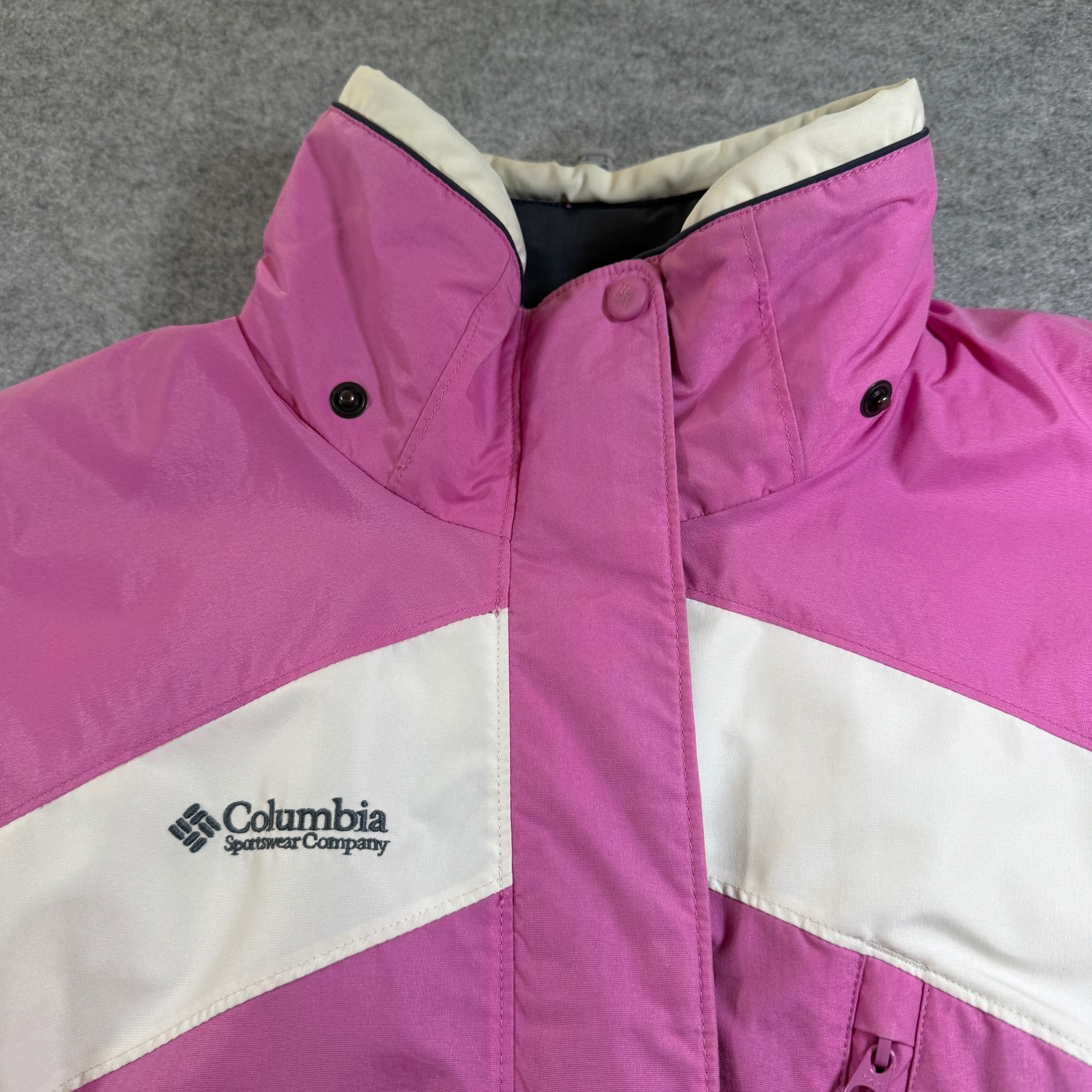 Vintage Columbia Ski Jacket Womens L Pink Full Zip Hooded Fleece Lined Insulated thumbnail 3