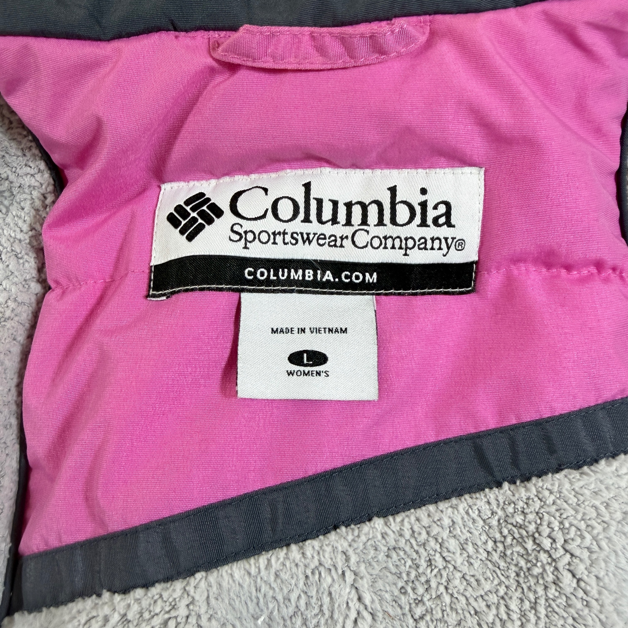Vintage Columbia Ski Jacket Womens L Pink Full Zip Hooded Fleece Lined Insulated thumbnail 4