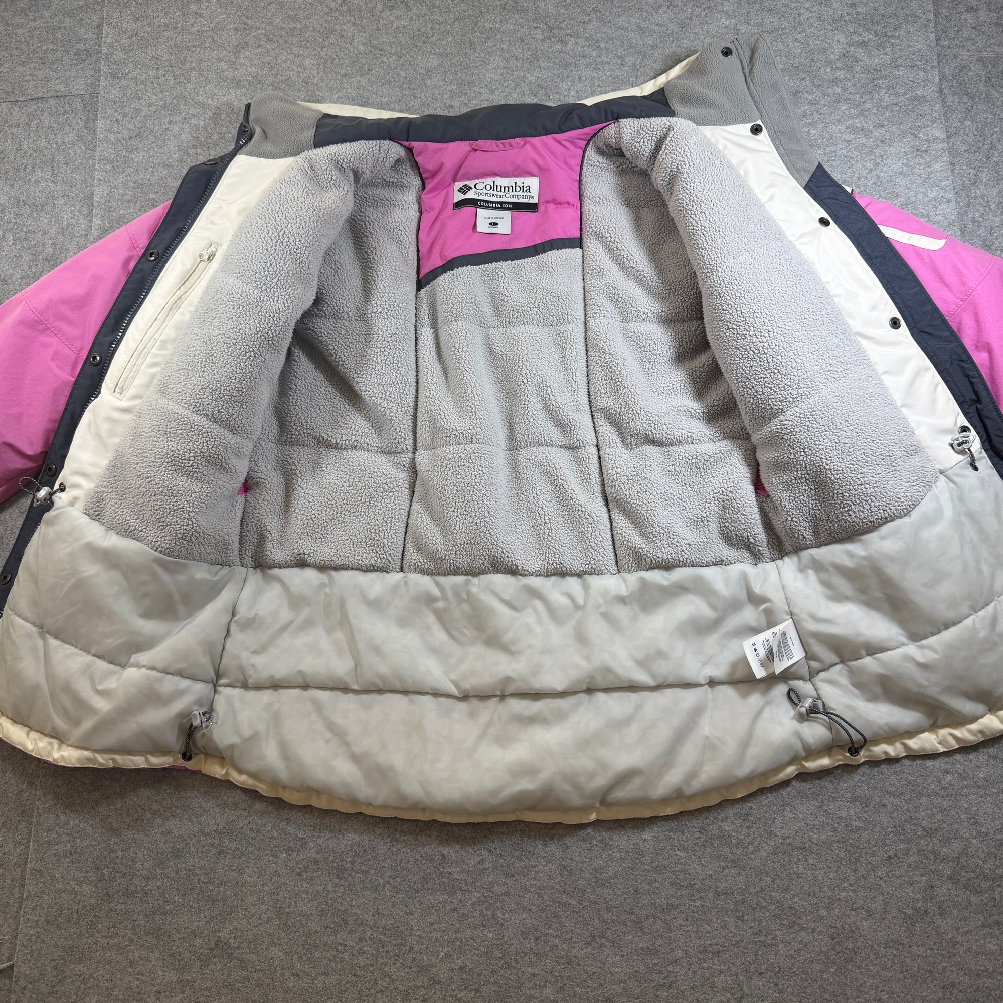Vintage Columbia Ski Jacket Womens L Pink Full Zip Hooded Fleece Lined Insulated thumbnail 5