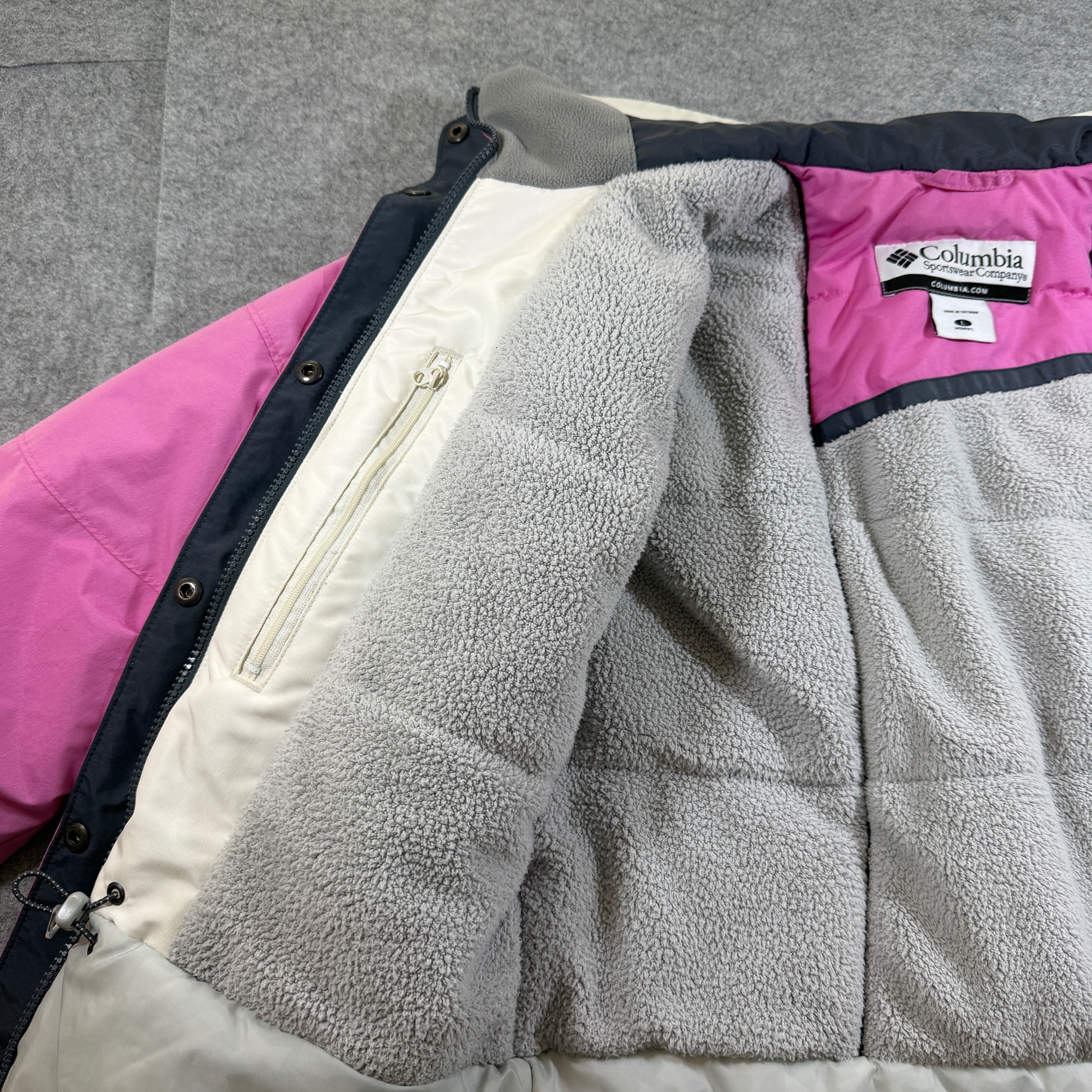 Vintage Columbia Ski Jacket Womens L Pink Full Zip Hooded Fleece Lined Insulated thumbnail 12
