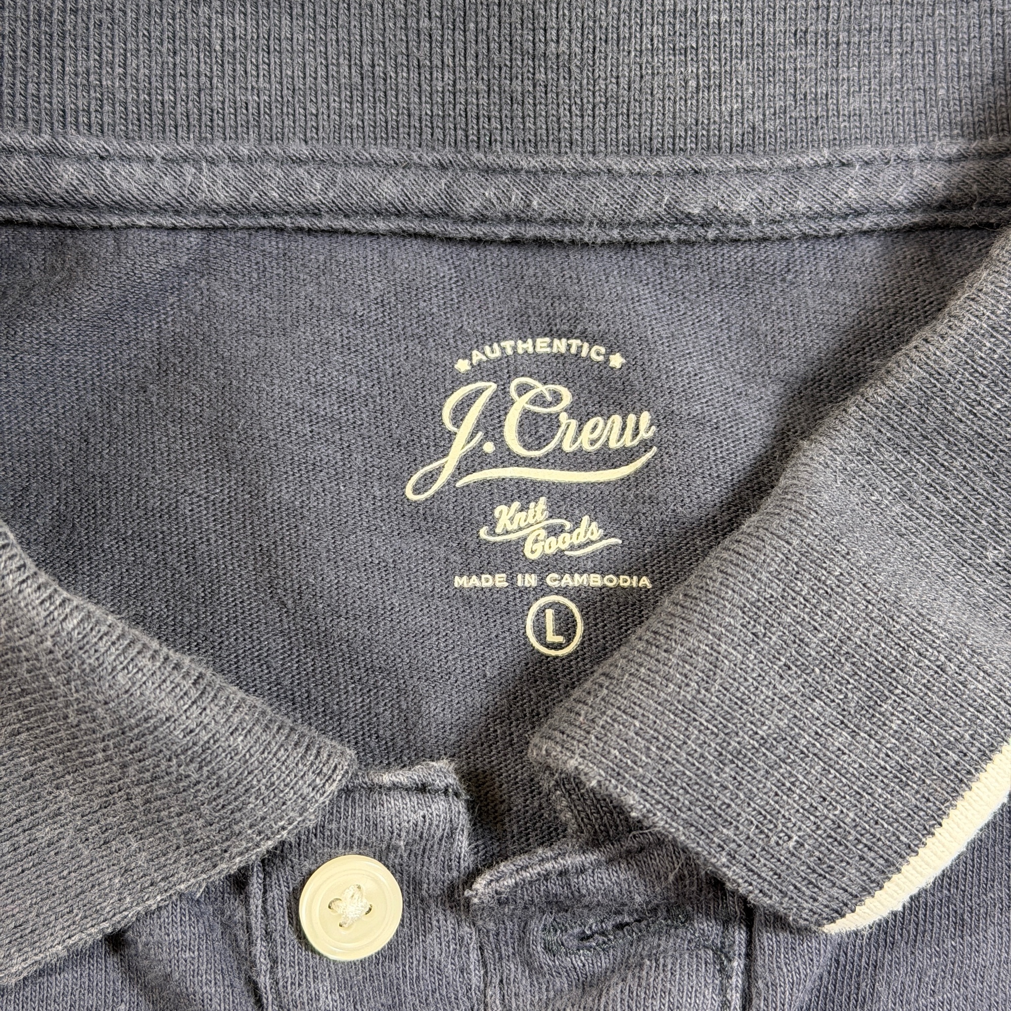 J.Crew Knit Goods Polo Shirt Mens L Navy Cotton Tipped Collar Preppy Golf thumbnail 4