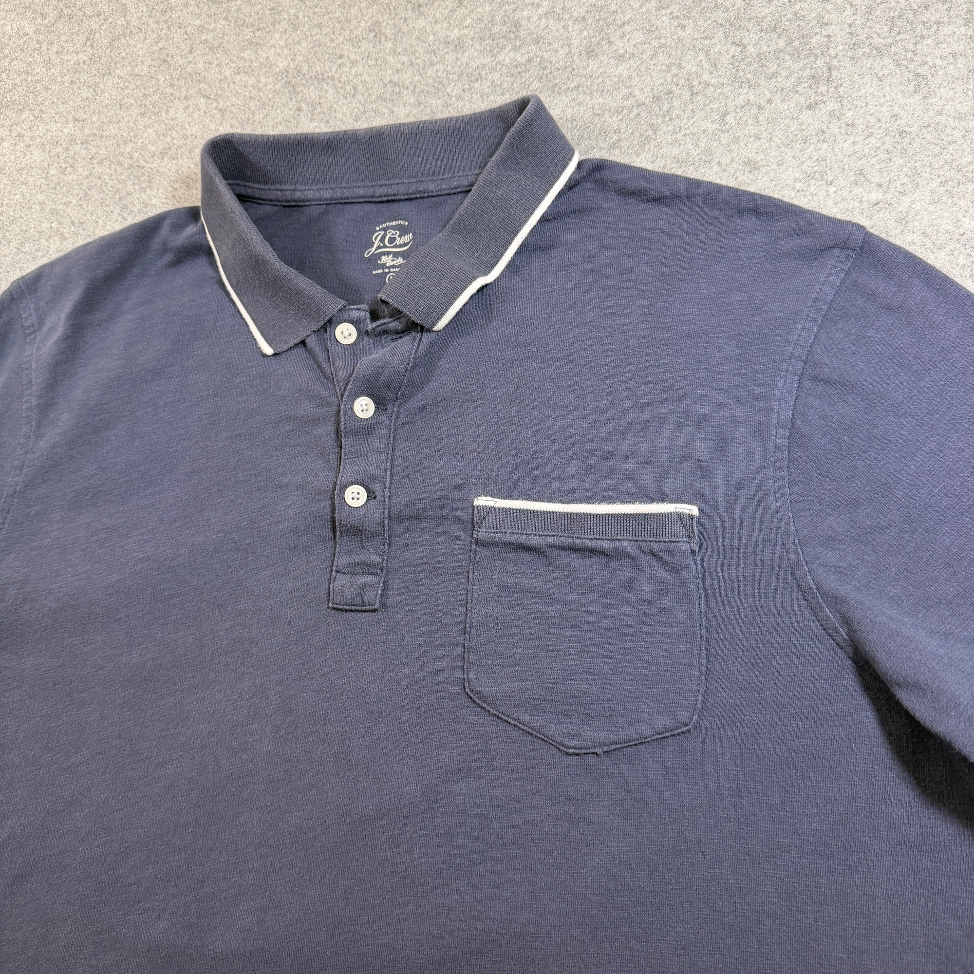 J.Crew Knit Goods Polo Shirt Mens L Navy Cotton Tipped Collar Preppy Golf thumbnail 5