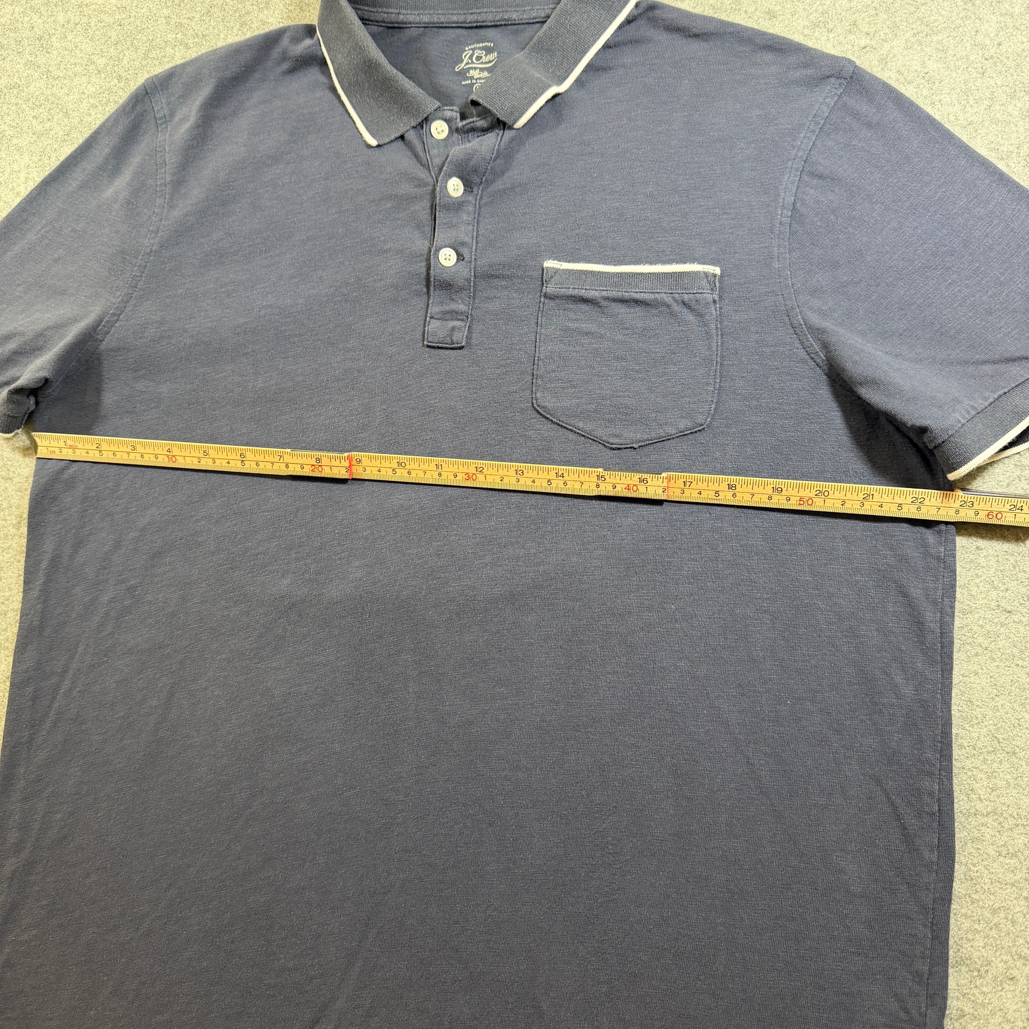 J.Crew Knit Goods Polo Shirt Mens L Navy Cotton Tipped Collar Preppy Golf thumbnail 6