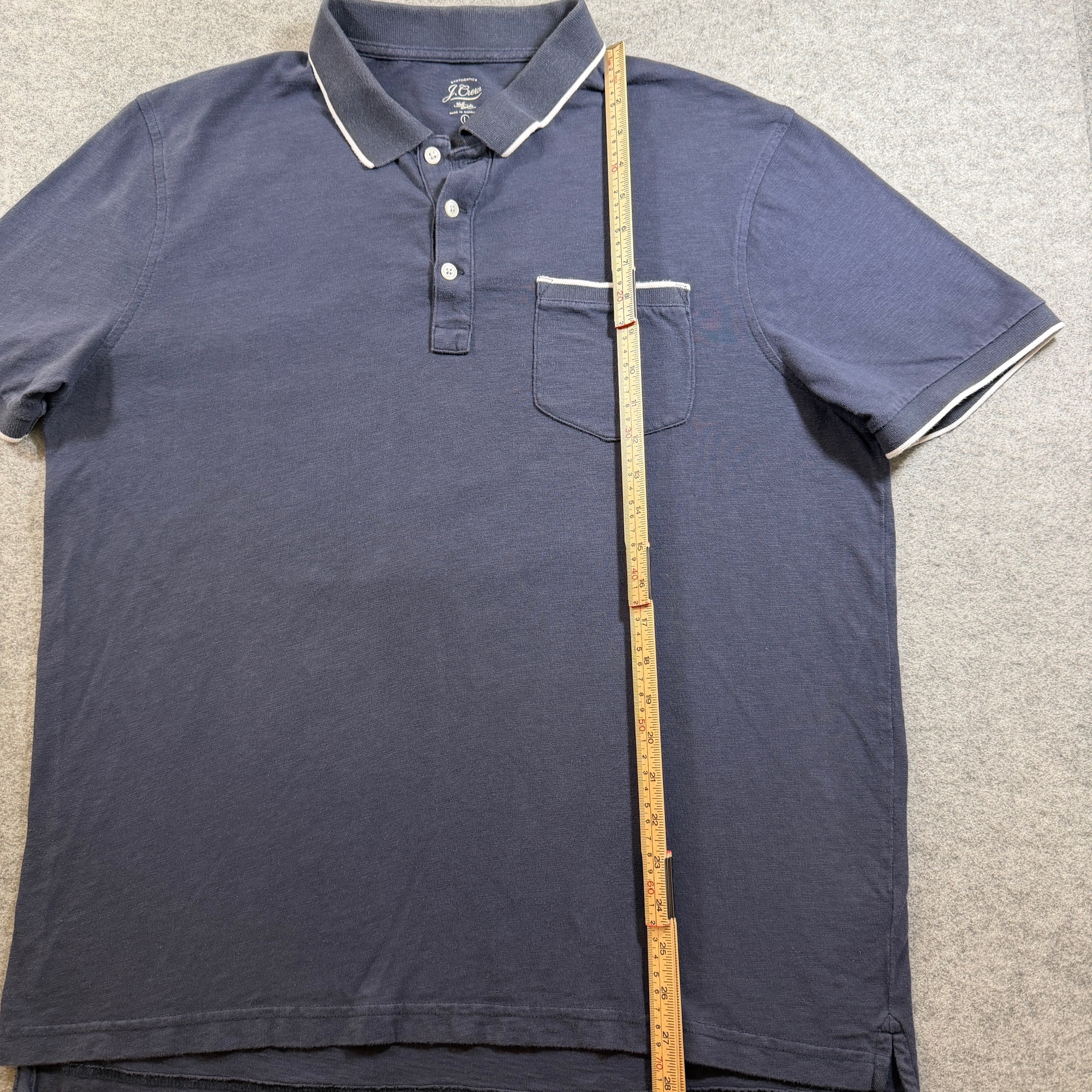 J.Crew Knit Goods Polo Shirt Mens L Navy Cotton Tipped Collar Preppy Golf thumbnail 7