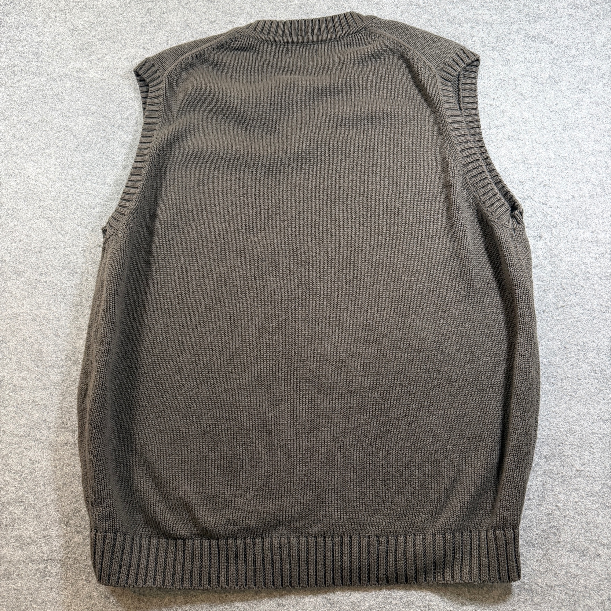 L.L.Bean Sweater Vest Mens L Brown Cotton V-Neck Ribbed Knit Sleeveless Preppy thumbnail 2