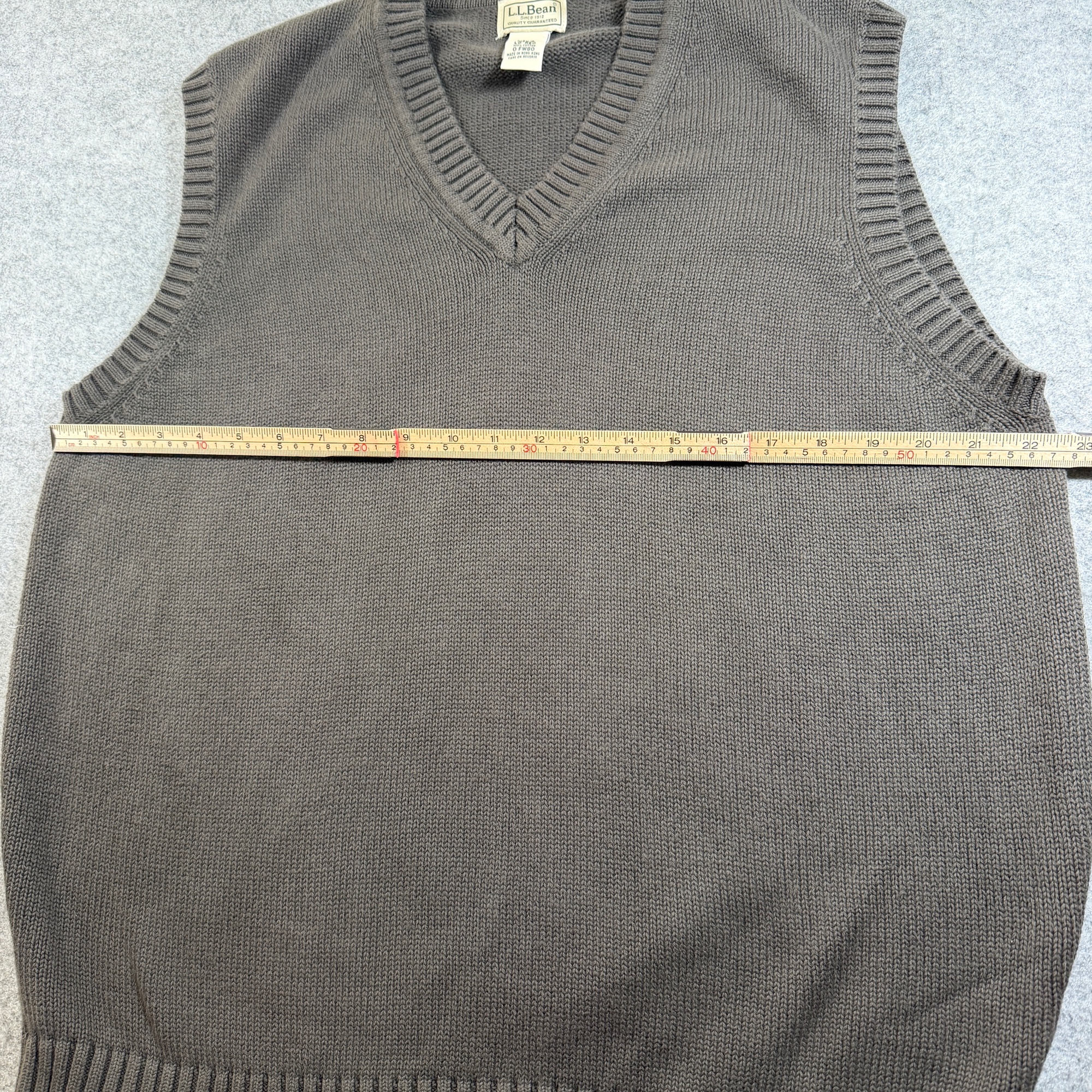L.L.Bean Sweater Vest Mens L Brown Cotton V-Neck Ribbed Knit Sleeveless Preppy thumbnail 5