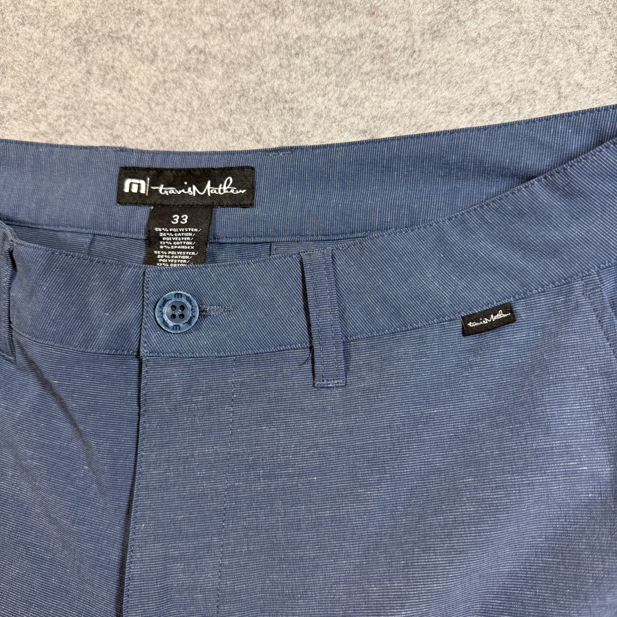 Travis Mathew Shorts Mens 33 Blue Heather Flat Front Golf Performance Stretch thumbnail 4