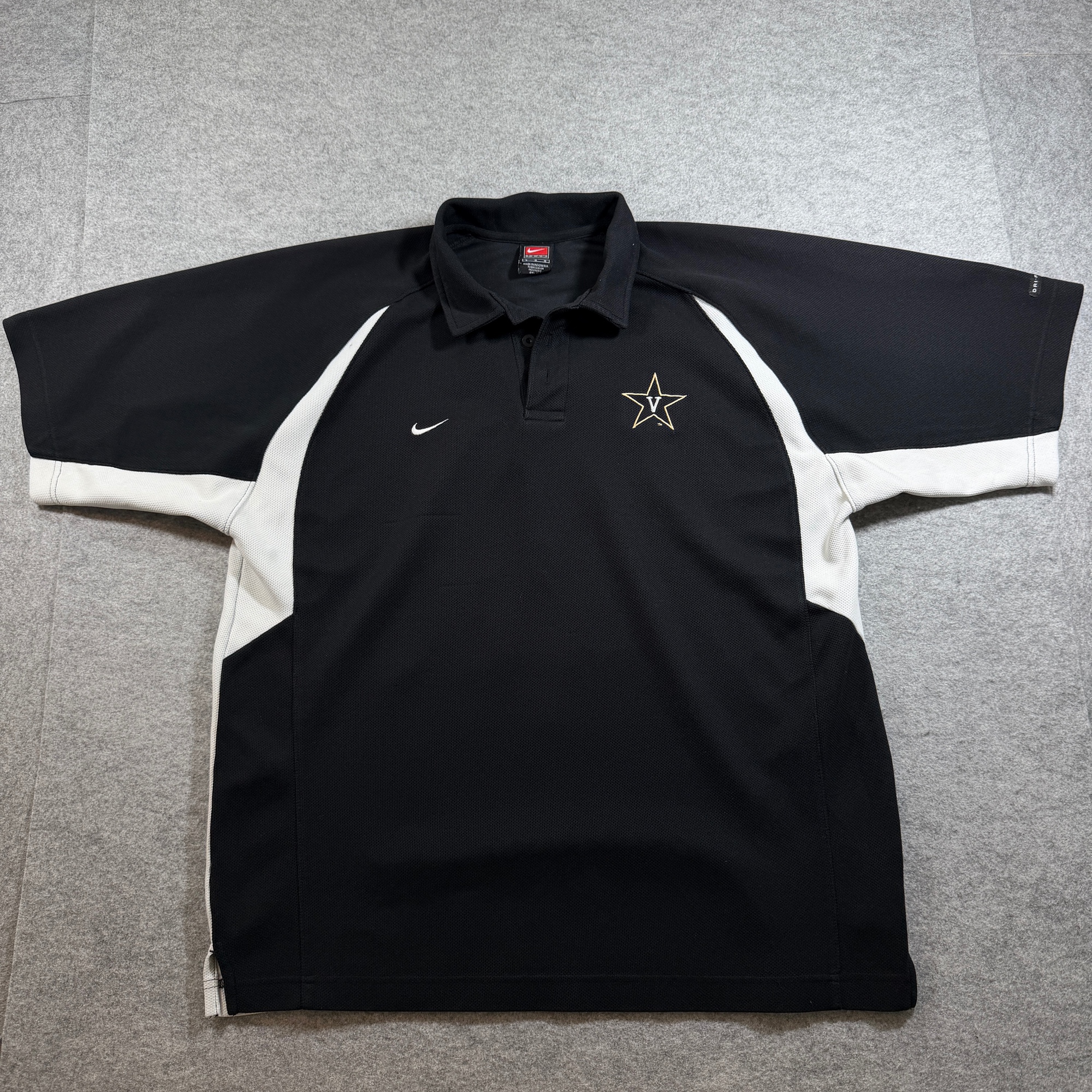 Vintage Nike Vanderbilt Commodores Polo Shirt Mens L Black Embroidered Swoosh