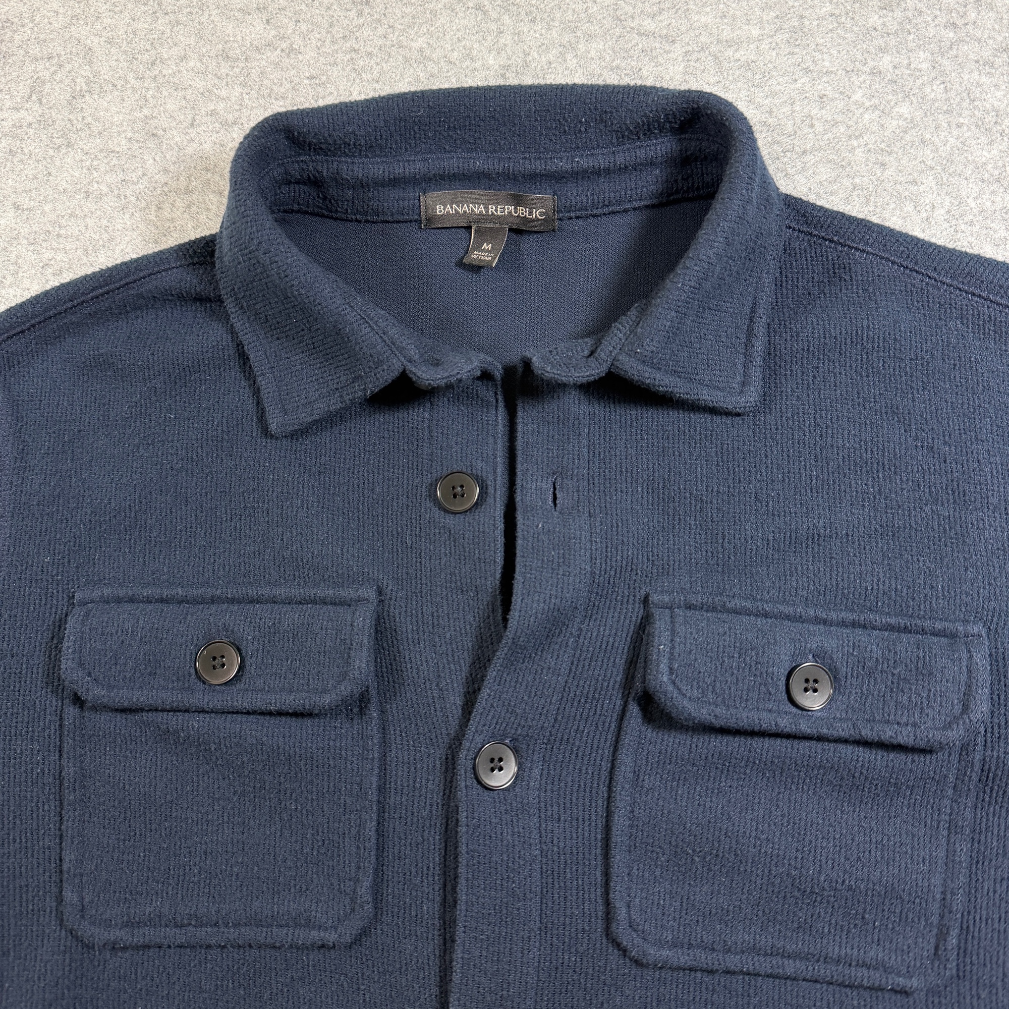 Banana Republic CPO Shirt Jacket Mens M Navy Cotton Elbow Patches Button Cuffs thumbnail 4