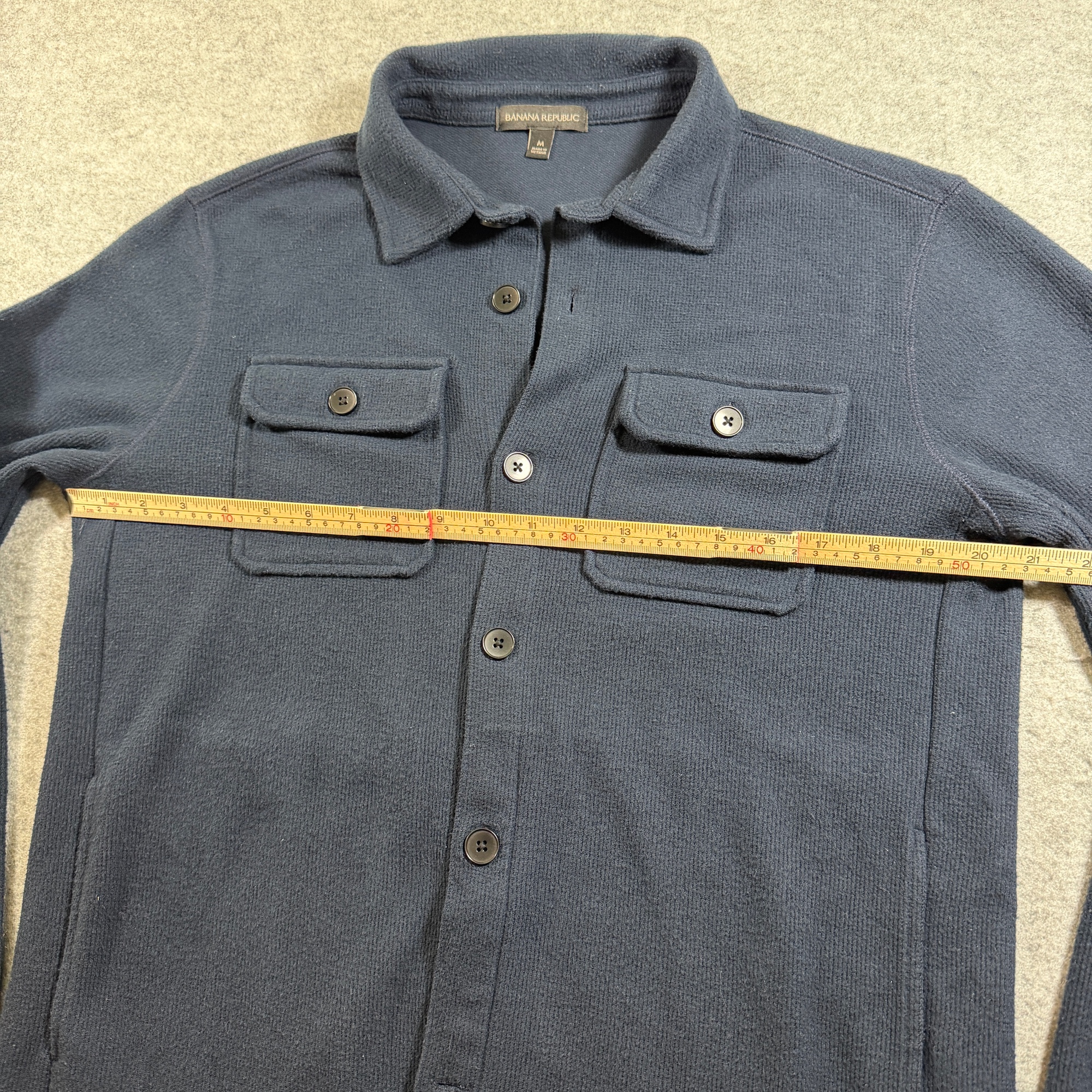 Banana Republic CPO Shirt Jacket Mens M Navy Cotton Elbow Patches Button Cuffs thumbnail 5