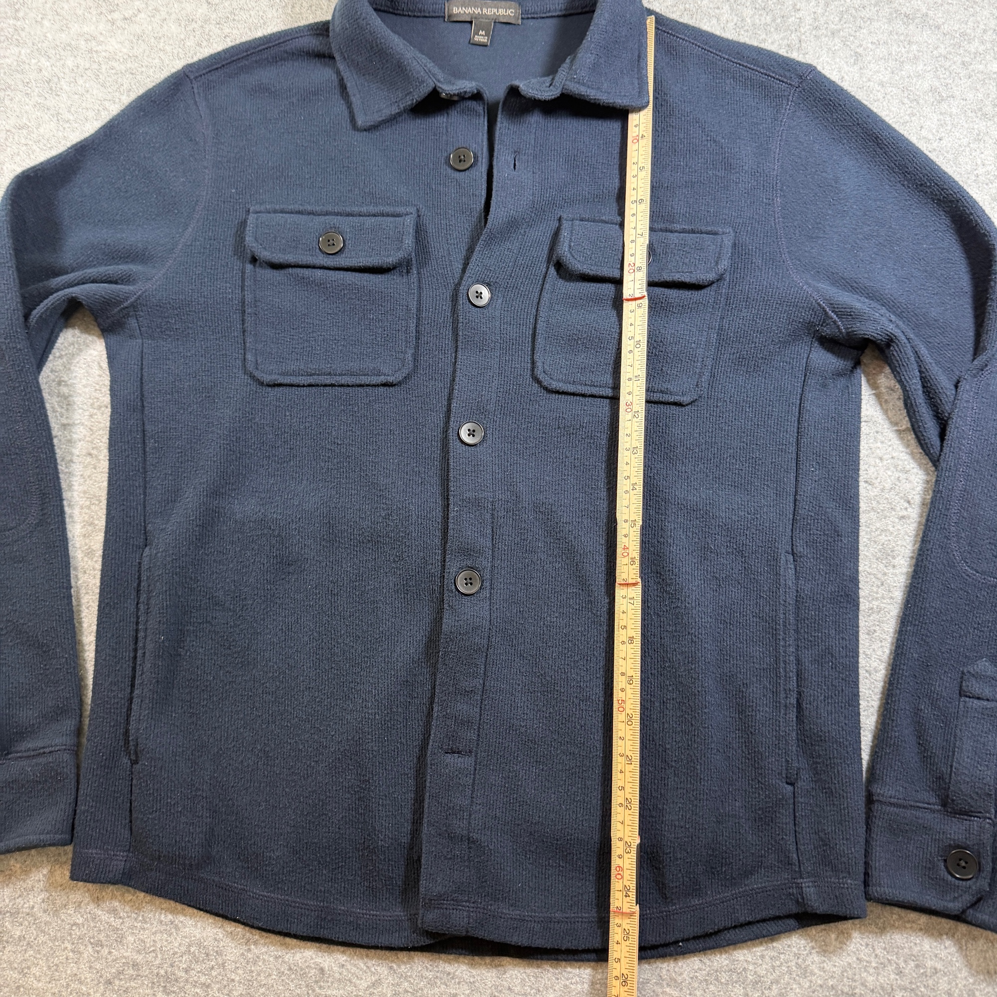 Banana Republic CPO Shirt Jacket Mens M Navy Cotton Elbow Patches Button Cuffs thumbnail 6