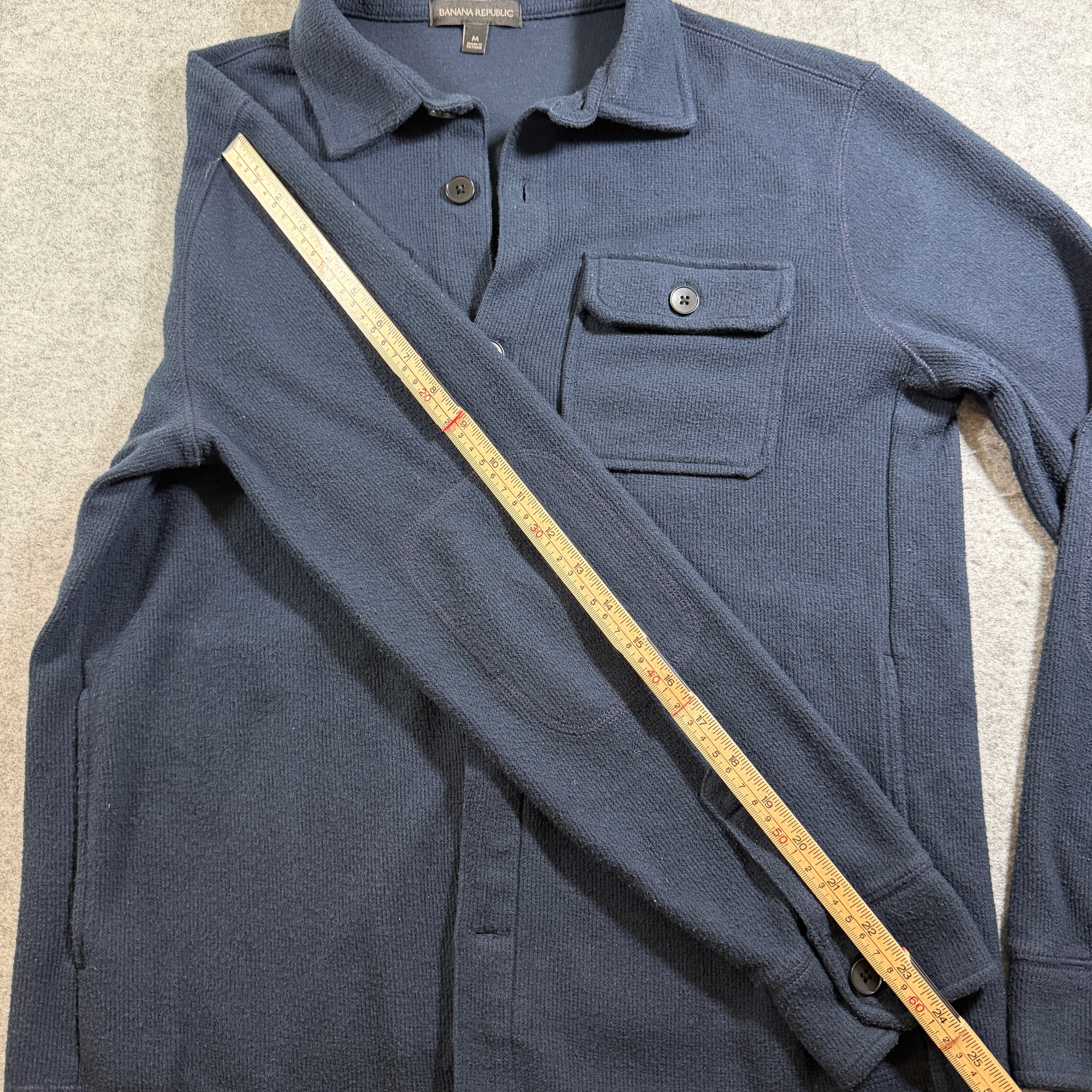 Banana Republic CPO Shirt Jacket Mens M Navy Cotton Elbow Patches Button Cuffs thumbnail 7