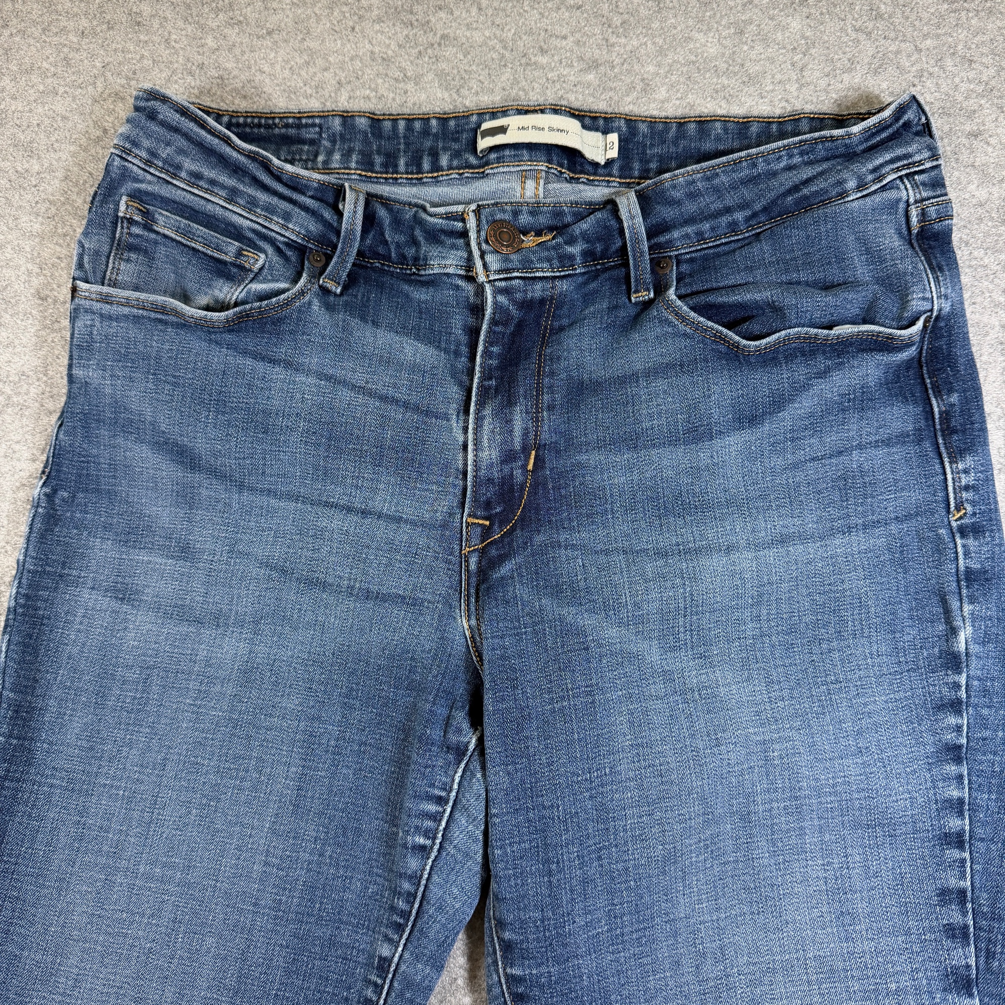 Levi's Mid Rise Skinny Jeans Womens 12 Medium Blue Wash Stretch Denim thumbnail 6