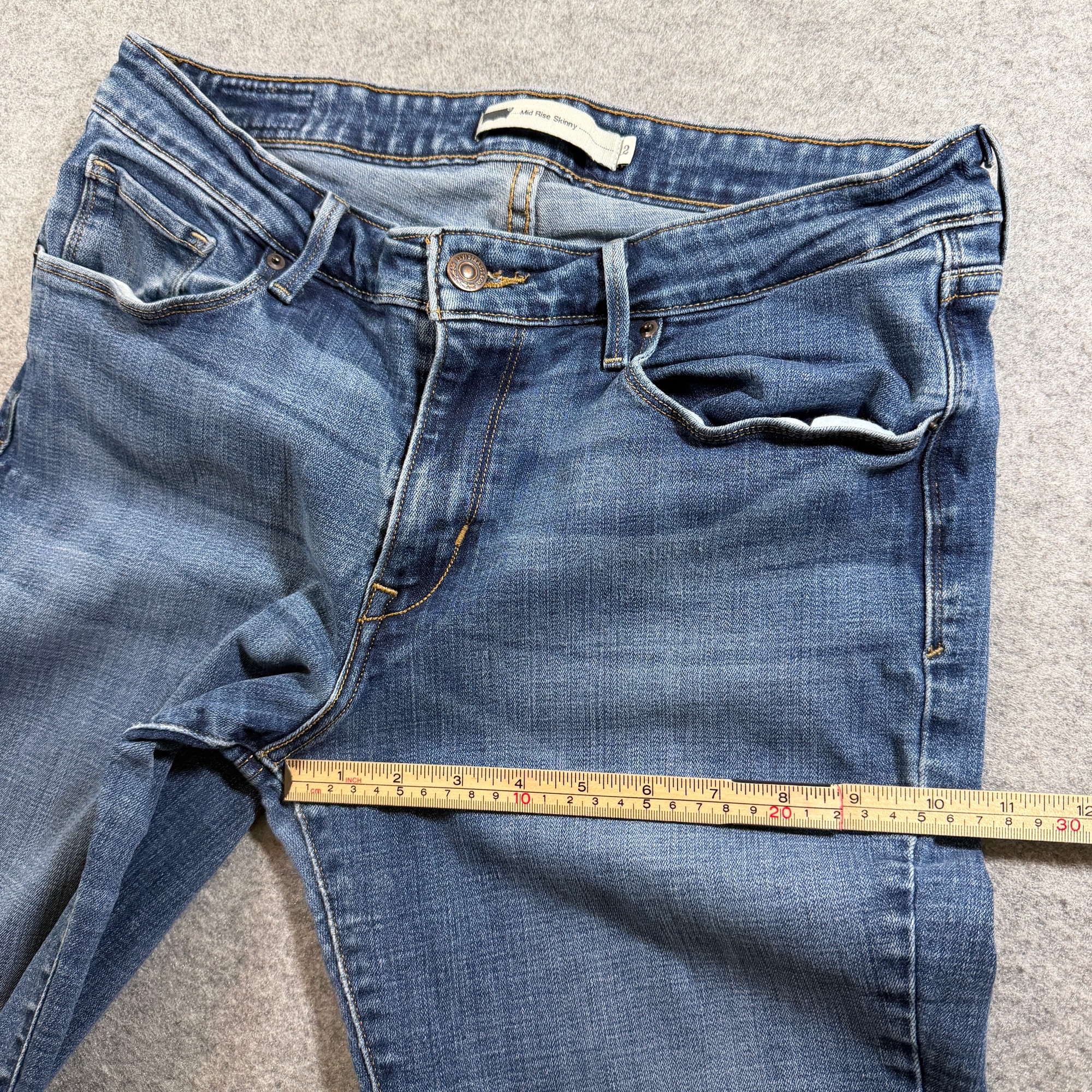 Levi's Mid Rise Skinny Jeans Womens 12 Medium Blue Wash Stretch Denim thumbnail 10