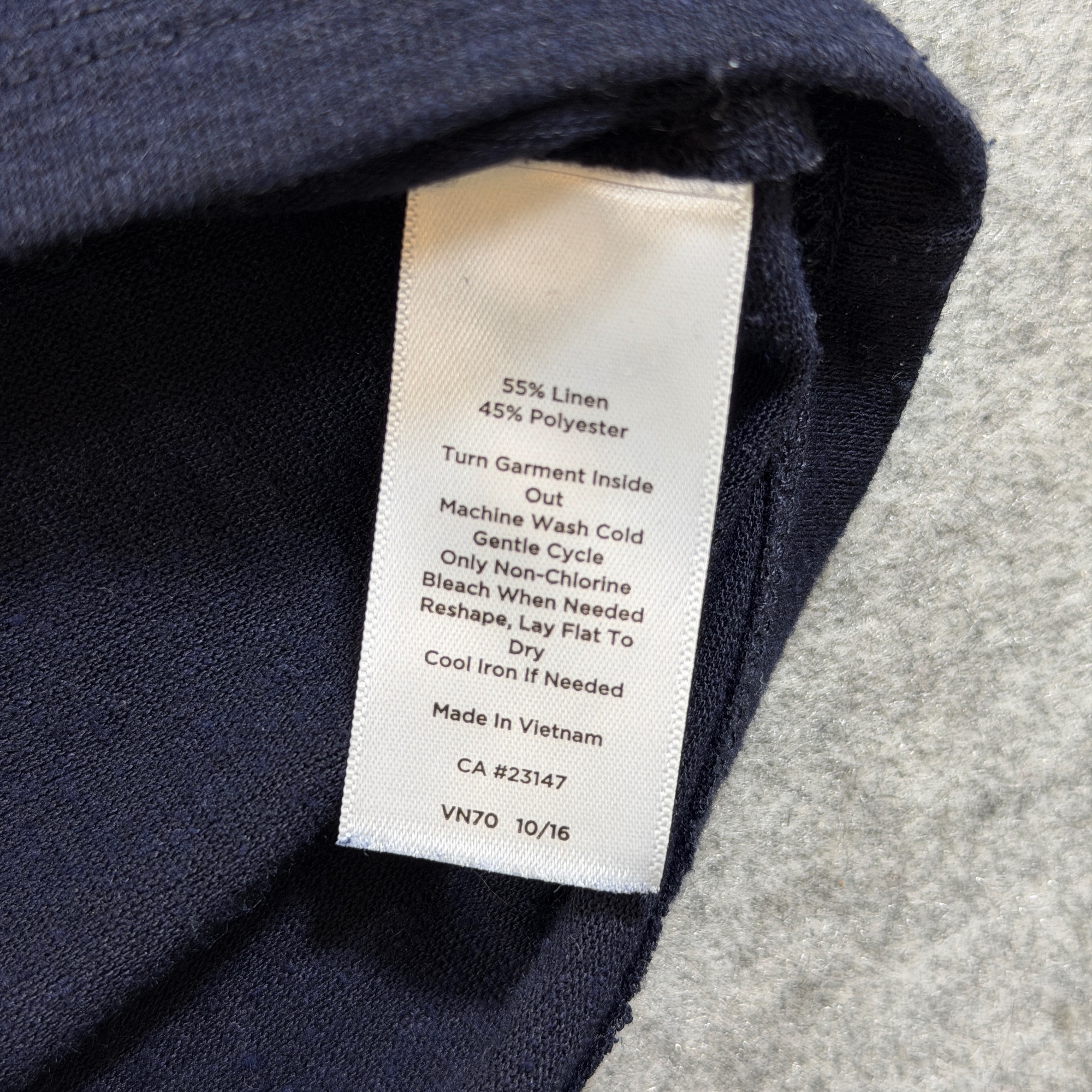 Talbots Tie-Front Top Womens M Navy Linen Blend Short Sleeve Round Neck Casual thumbnail 10