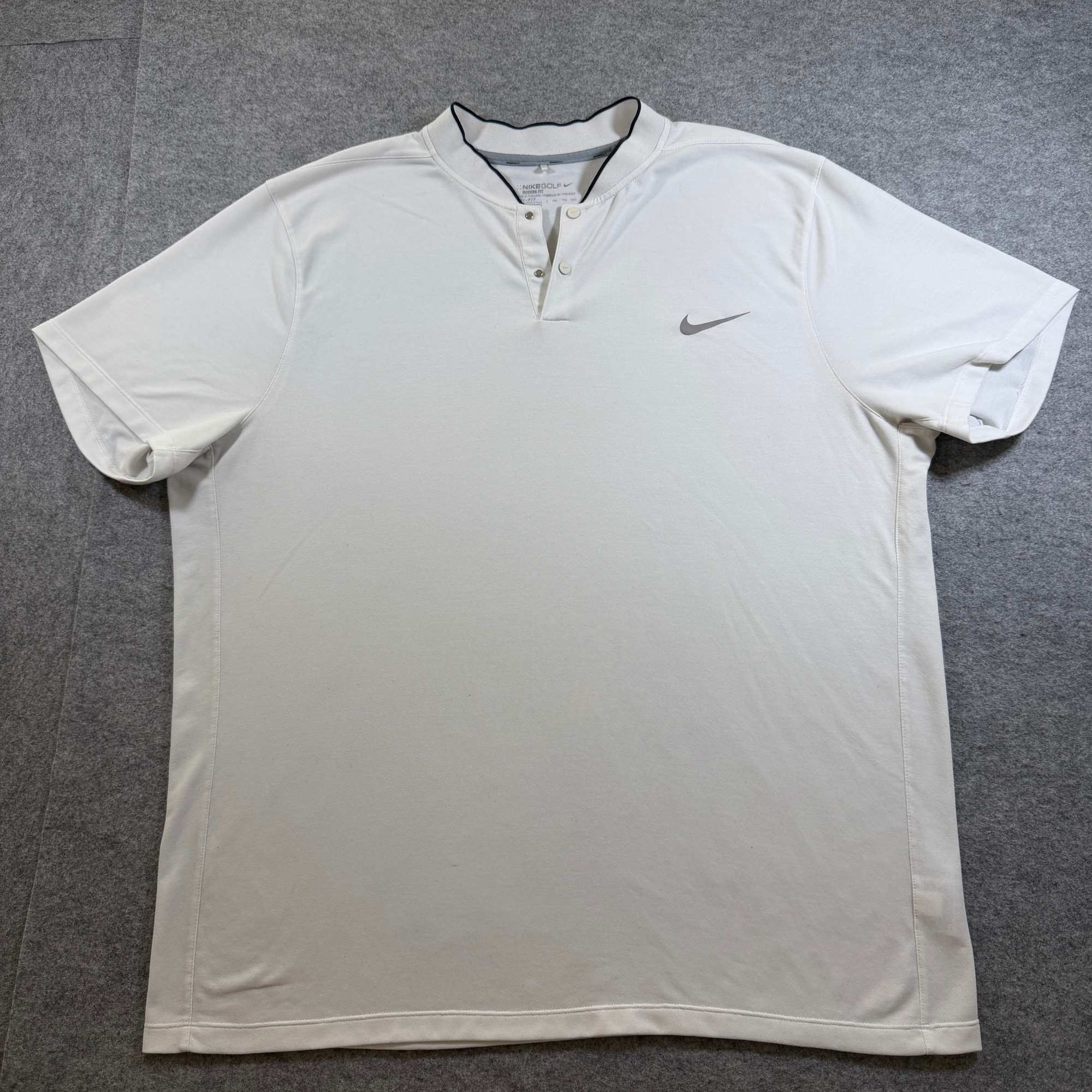 Nike Golf Polo Shirt Mens XXL White Wool Blend Snap Henley Modern Fit Swoosh