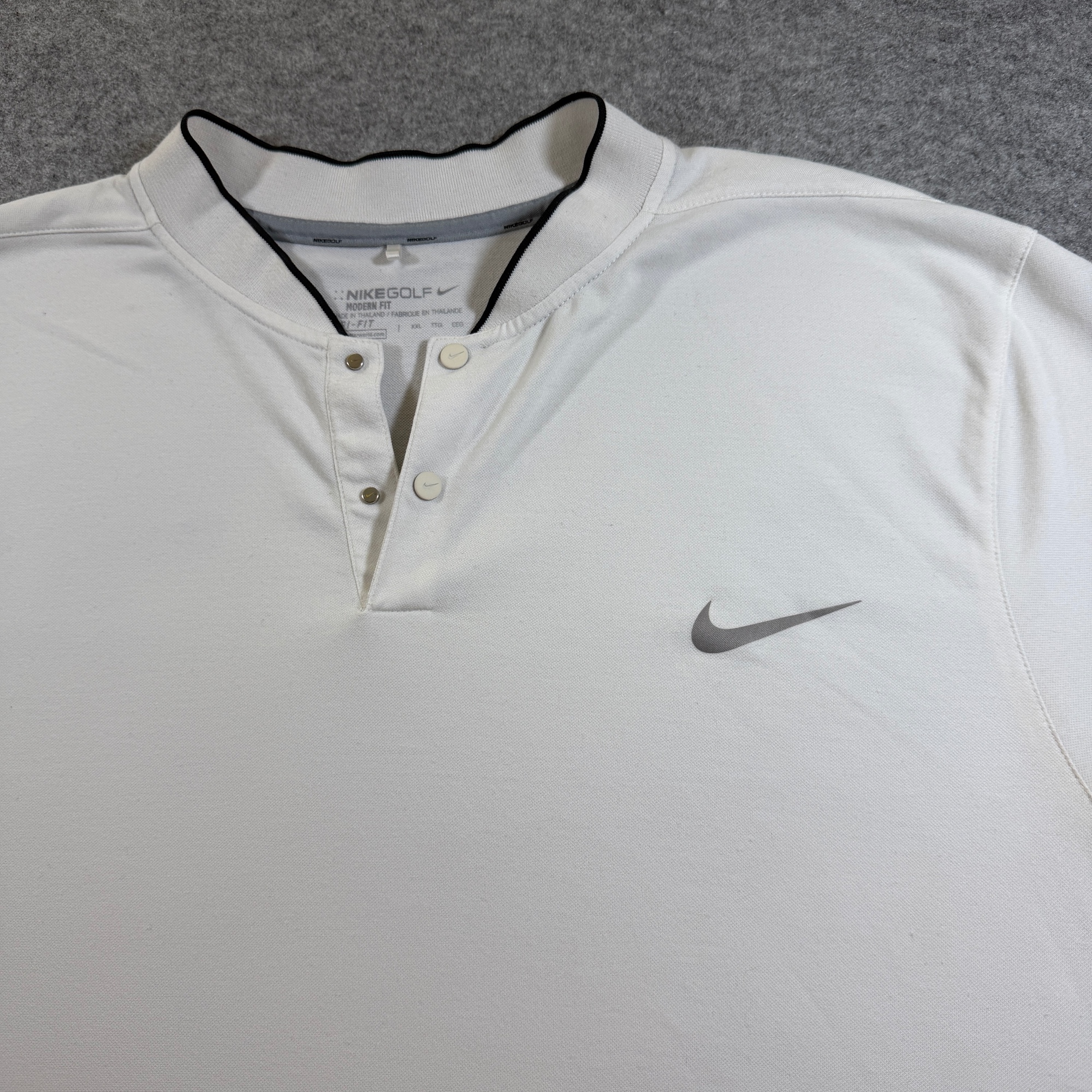 Nike Golf Polo Shirt Mens XXL White Wool Blend Snap Henley Modern Fit Swoosh thumbnail 3