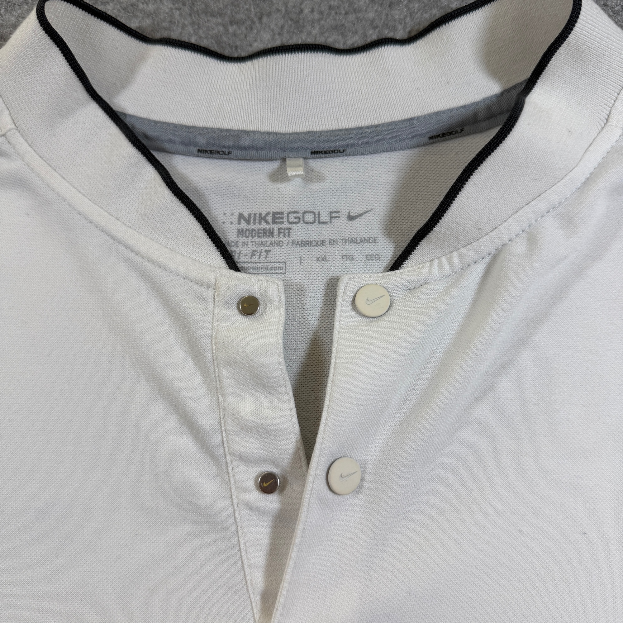 Nike Golf Polo Shirt Mens XXL White Wool Blend Snap Henley Modern Fit Swoosh thumbnail 4