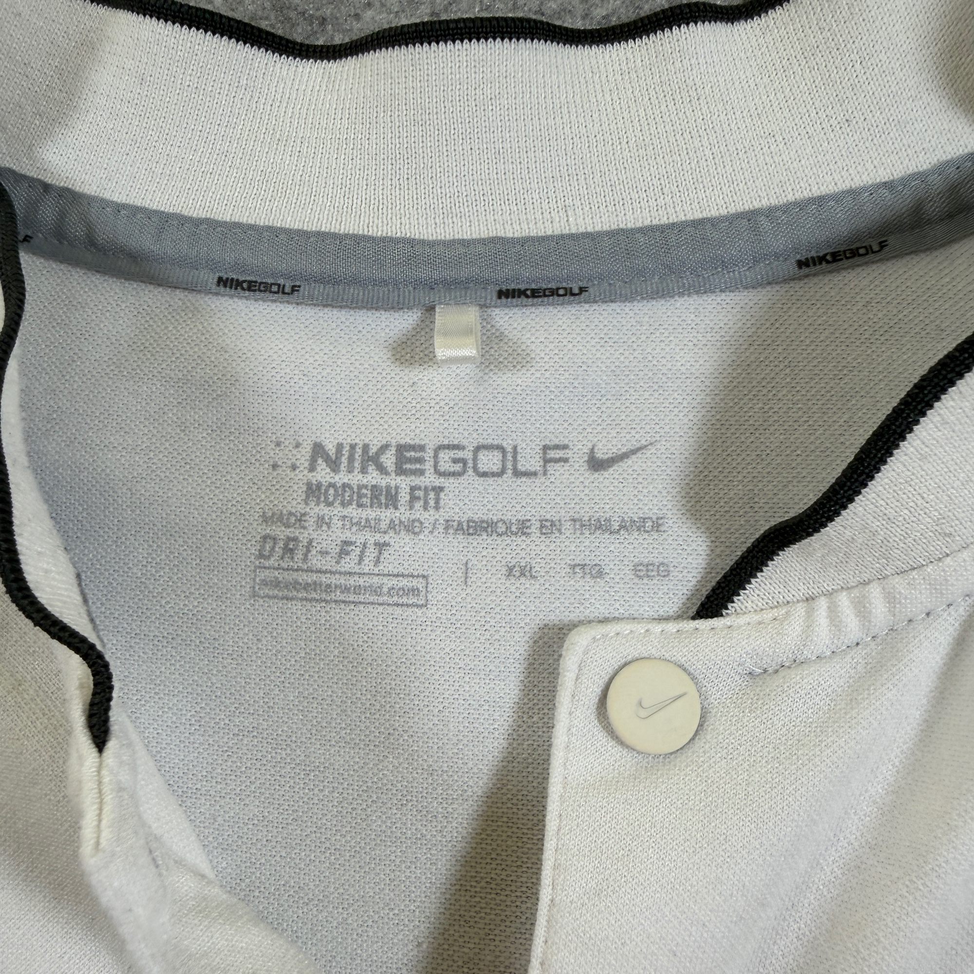 Nike Golf Polo Shirt Mens XXL White Wool Blend Snap Henley Modern Fit Swoosh thumbnail 5