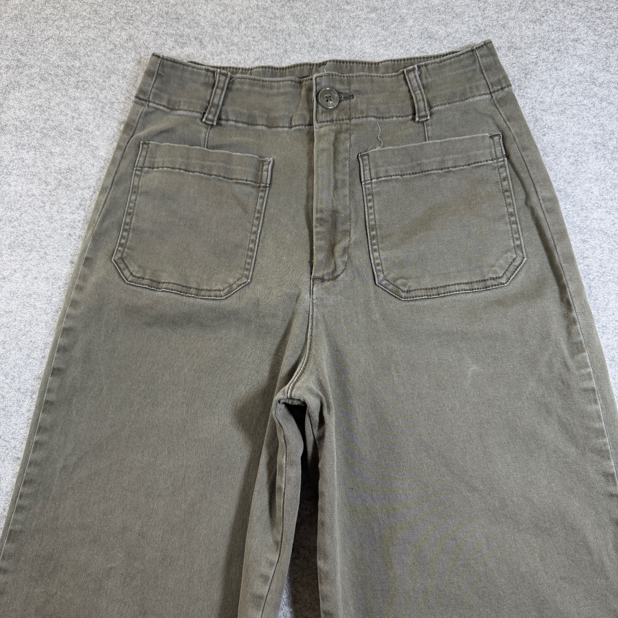 Bagatelle Collection Pants Women 4 Olive Green High Rise Wide Leg Cotton Stretch thumbnail 3