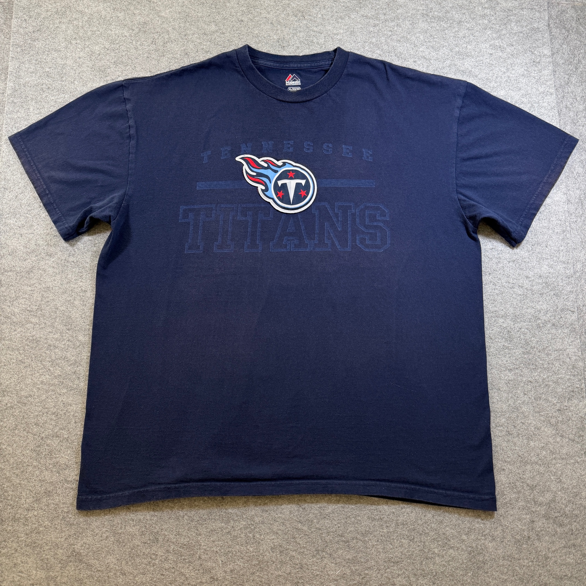 Majestic Tennessee Titans T Shirt Mens XL Navy Blue Graphic NFL Cotton Tee Sport