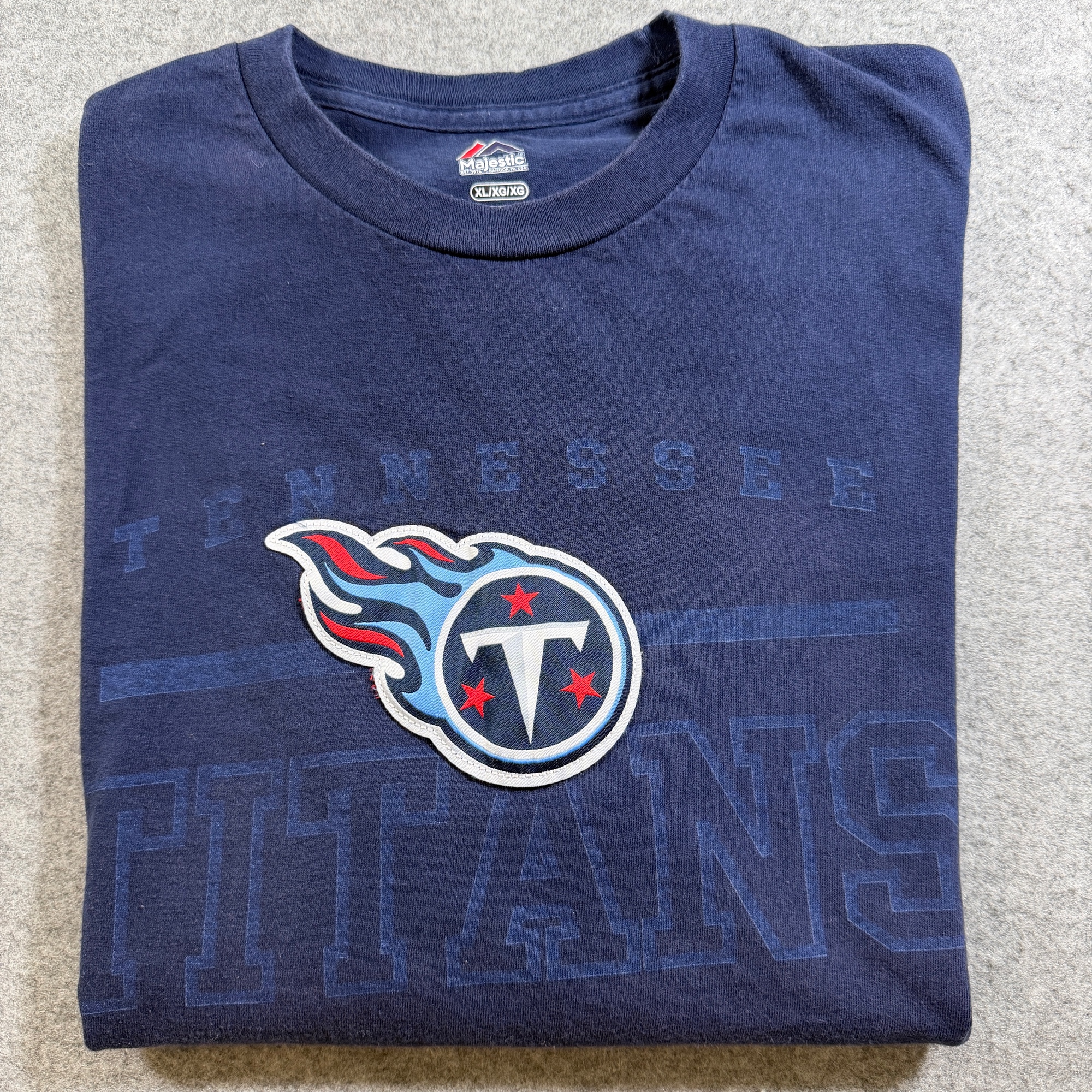 Majestic Tennessee Titans T Shirt Mens XL Navy Blue Graphic NFL Cotton Tee Sport thumbnail 3
