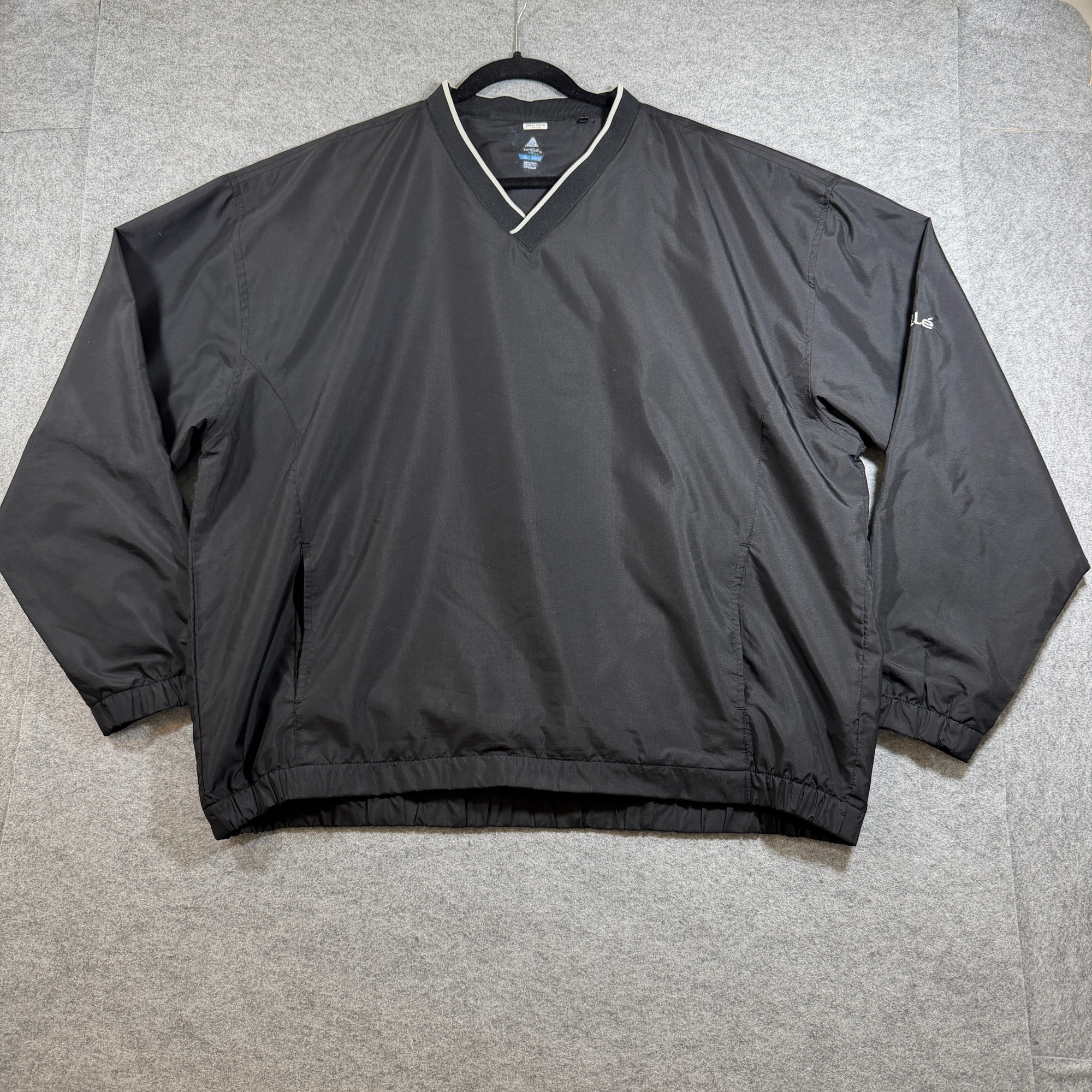 Bollé Golf Storm Windbreaker Mens XL Black Vintage Pullover V-Neck Elastic Cuffs