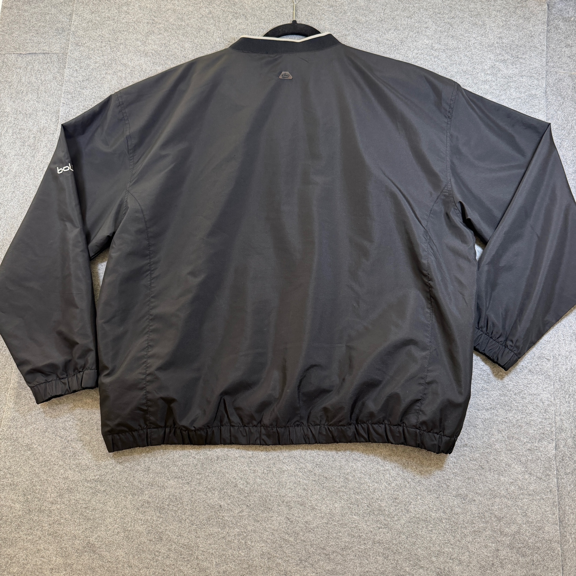 Bollé Golf Storm Windbreaker Mens XL Black Vintage Pullover V-Neck Elastic Cuffs thumbnail 2