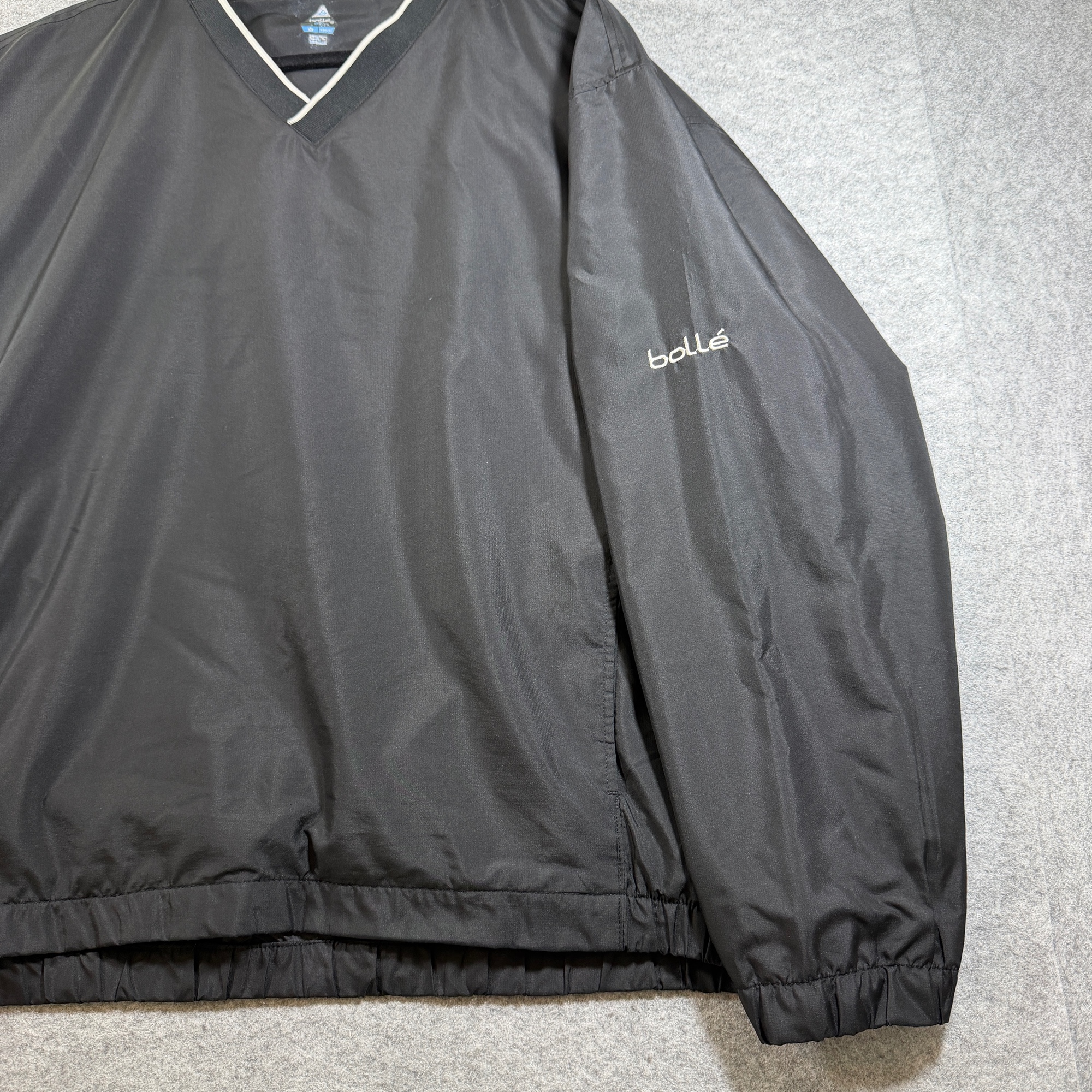 Bollé Golf Storm Windbreaker Mens XL Black Vintage Pullover V-Neck Elastic Cuffs thumbnail 4